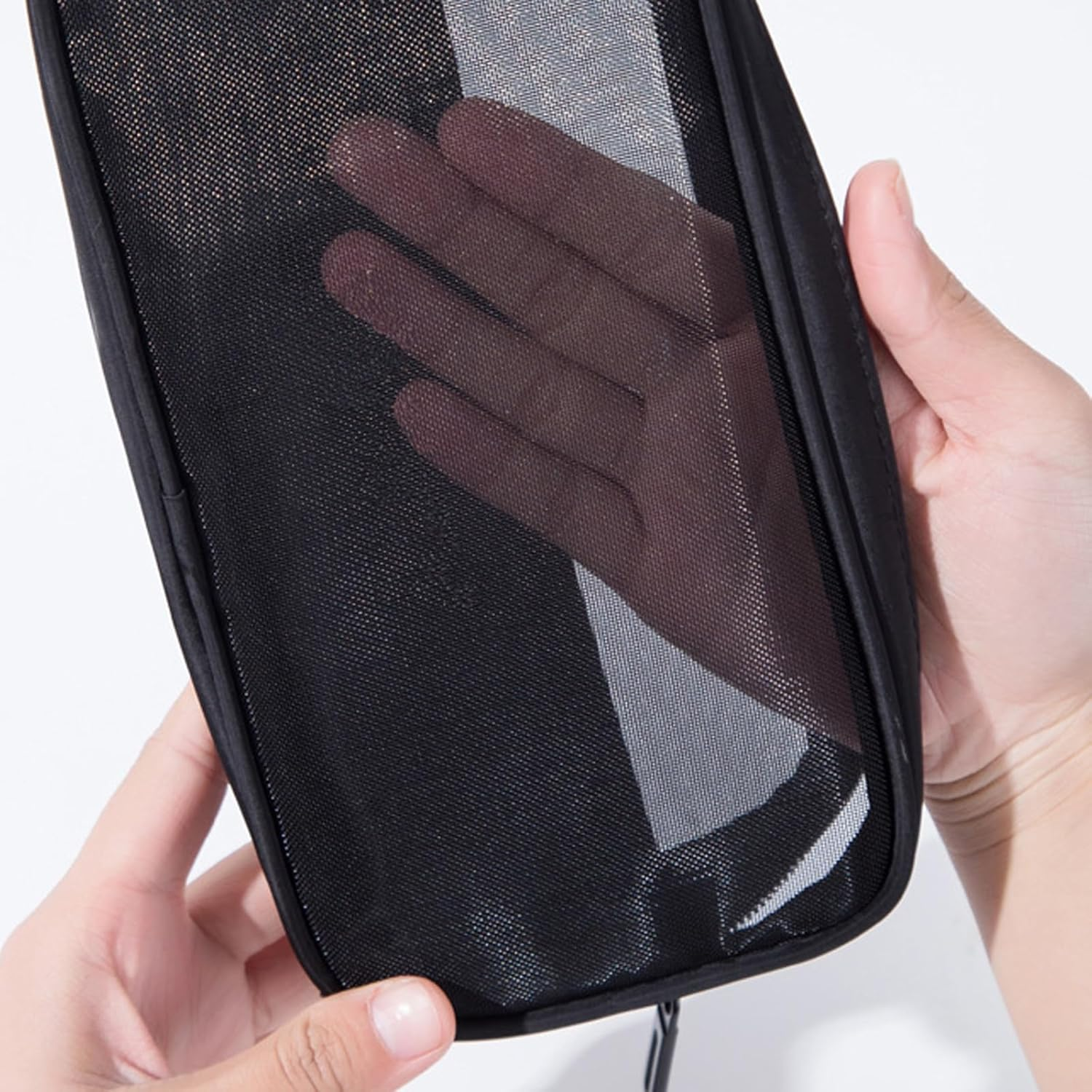 TRADERPLUS Triple Double Layer Travel Makeup Bag Mesh Bag for Women Cosmetic Cases Make up Organizer Toiletry Bags (Black)