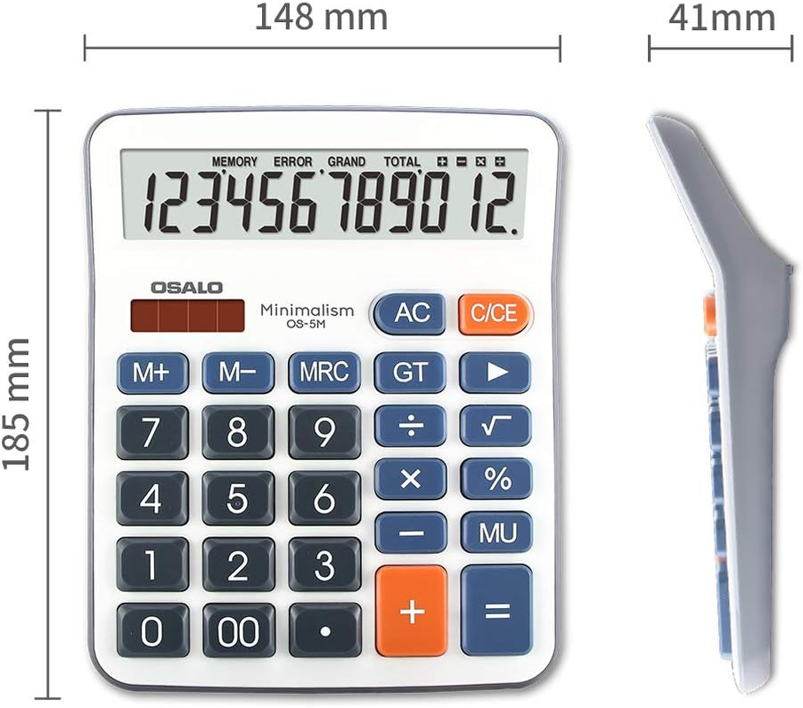 OSALO Calculator Large Buttons Large Display 12 Digit Big Desktop Office Calculator (OS-5M) image number 6