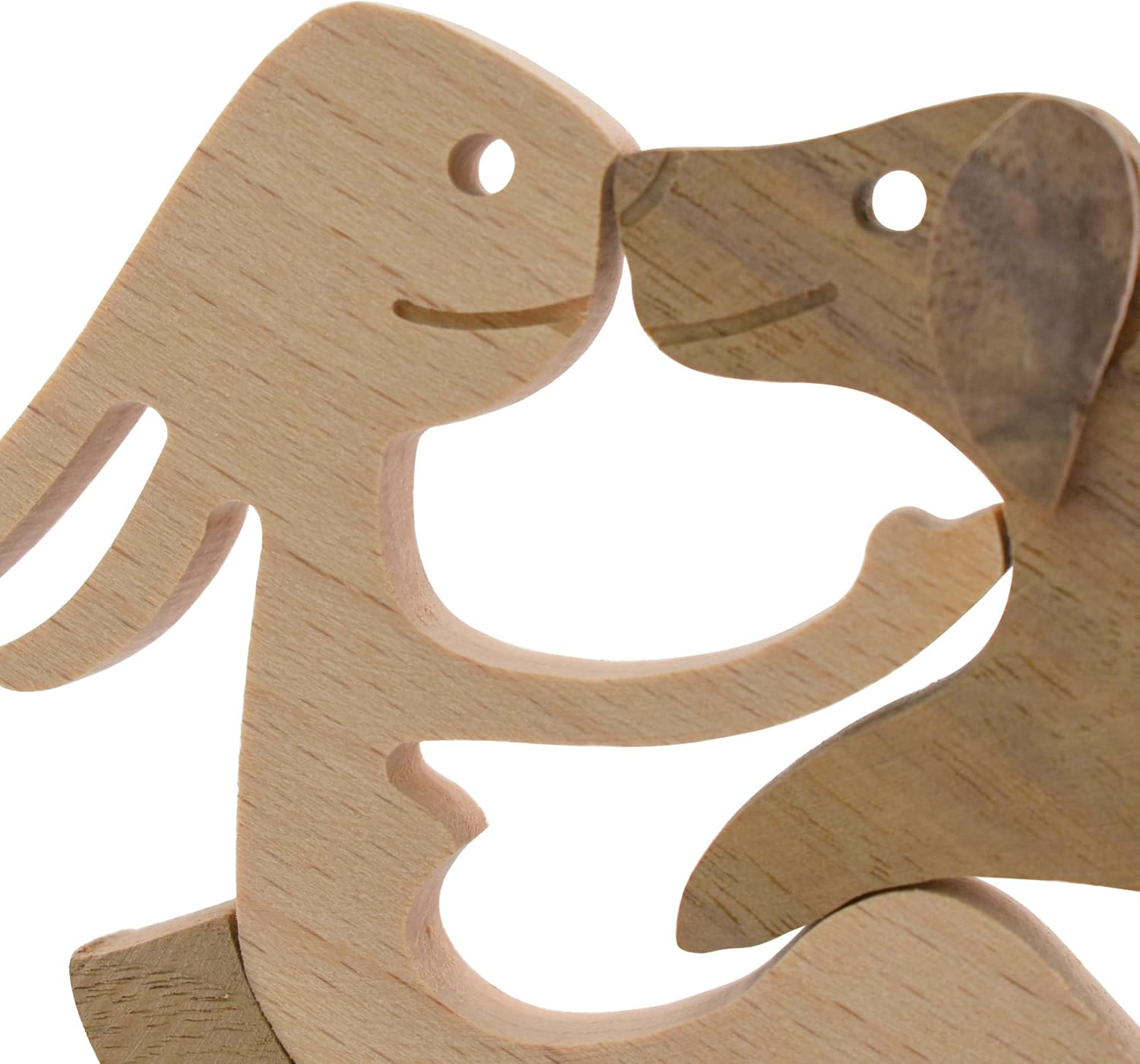 Enkrio Wooden Dog Figurines Hand Carved Wood Dog Human Sculpture Statue Handmade Accents Crafts Wooden Adorn Standing Tabletop Decoration Ornament for Home Decor image number 3