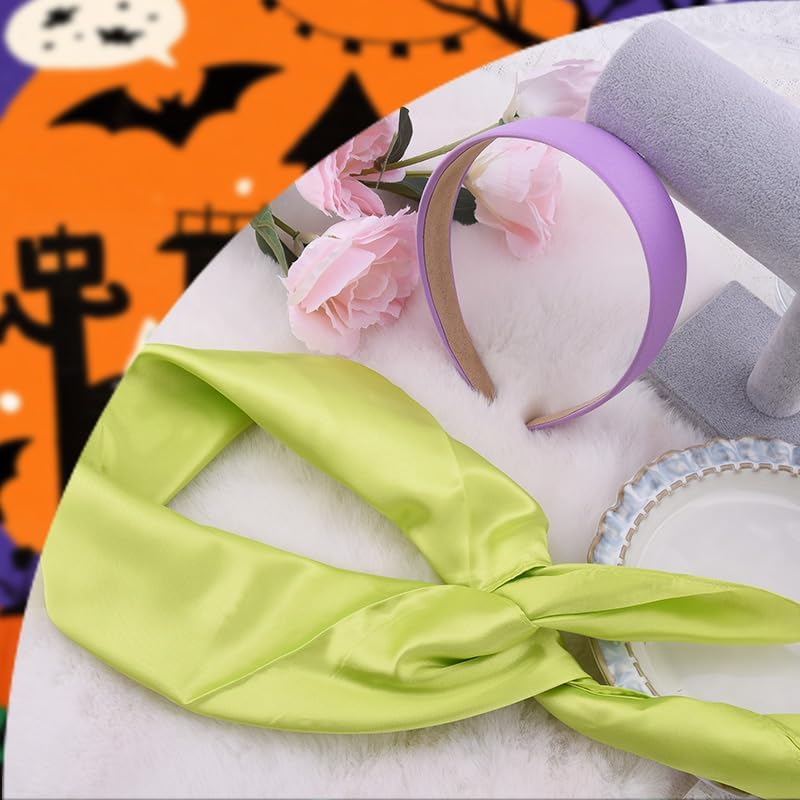 Halloween Purple Headband Green Scarf - Halloween Costume Accessories for Girls Women Cosplay Costumes for Adults Girls Women Neon Green Neck Scarf and Purple Headband for Party Cosplay Costume Set image number 3