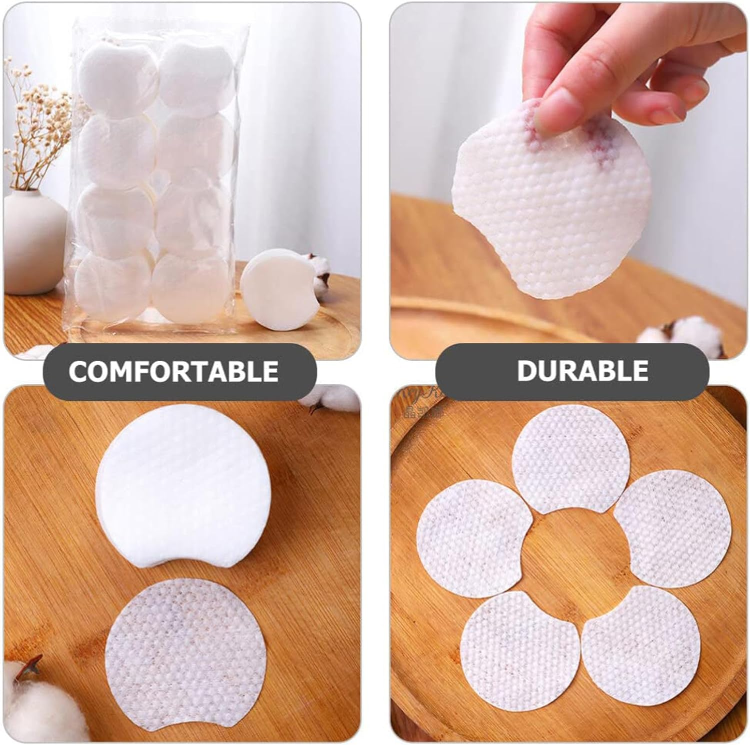 Cotton Pads for Face,Cotton Facial Pads Makeup Remover - Soft Absorbent Reusable Natural Facial Rounds Tool for Home Travel Gentle on Skin - 300 Pieces image number 3