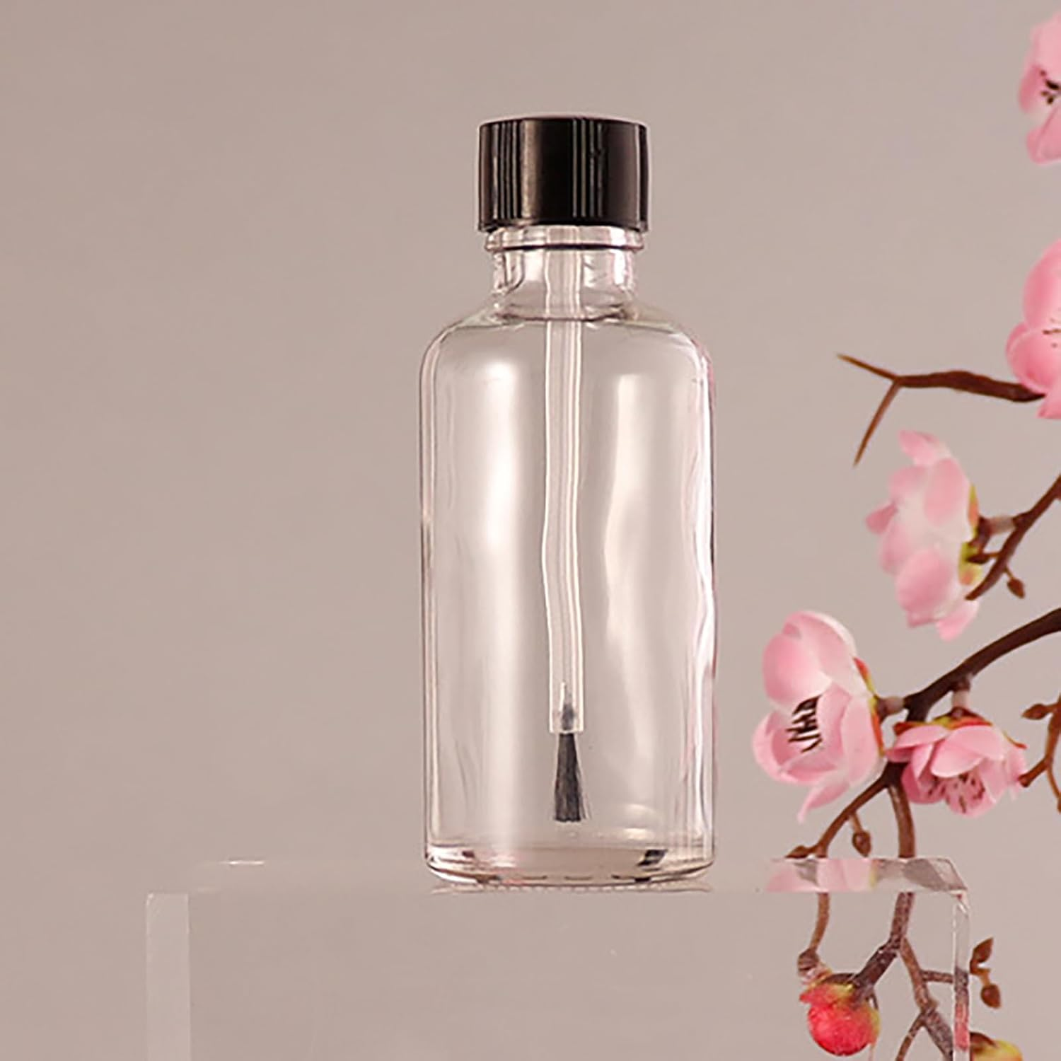 2 Pcs 50Ml Empty Nail Polish Bottles with Brush Cap Glass Nail Varnish Bottles Refillable Nail Polish Jar Containers for Nail Art image number 4