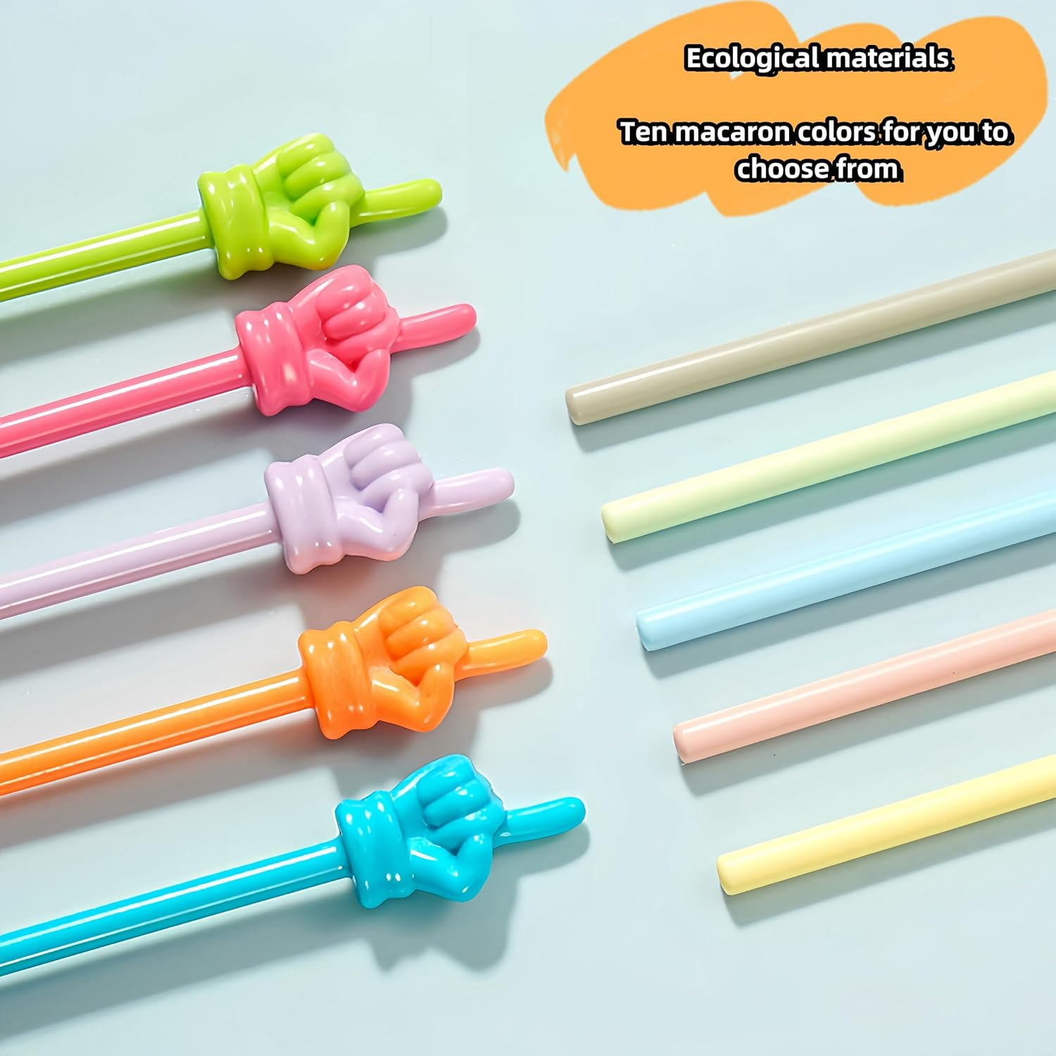 10PCS Children Finger Reading Stick Pointer Kindergarten Student Teacher Teaching Reading Picture Book Finger Shape Mini Pointer Stick (B-Macaron) image number 5