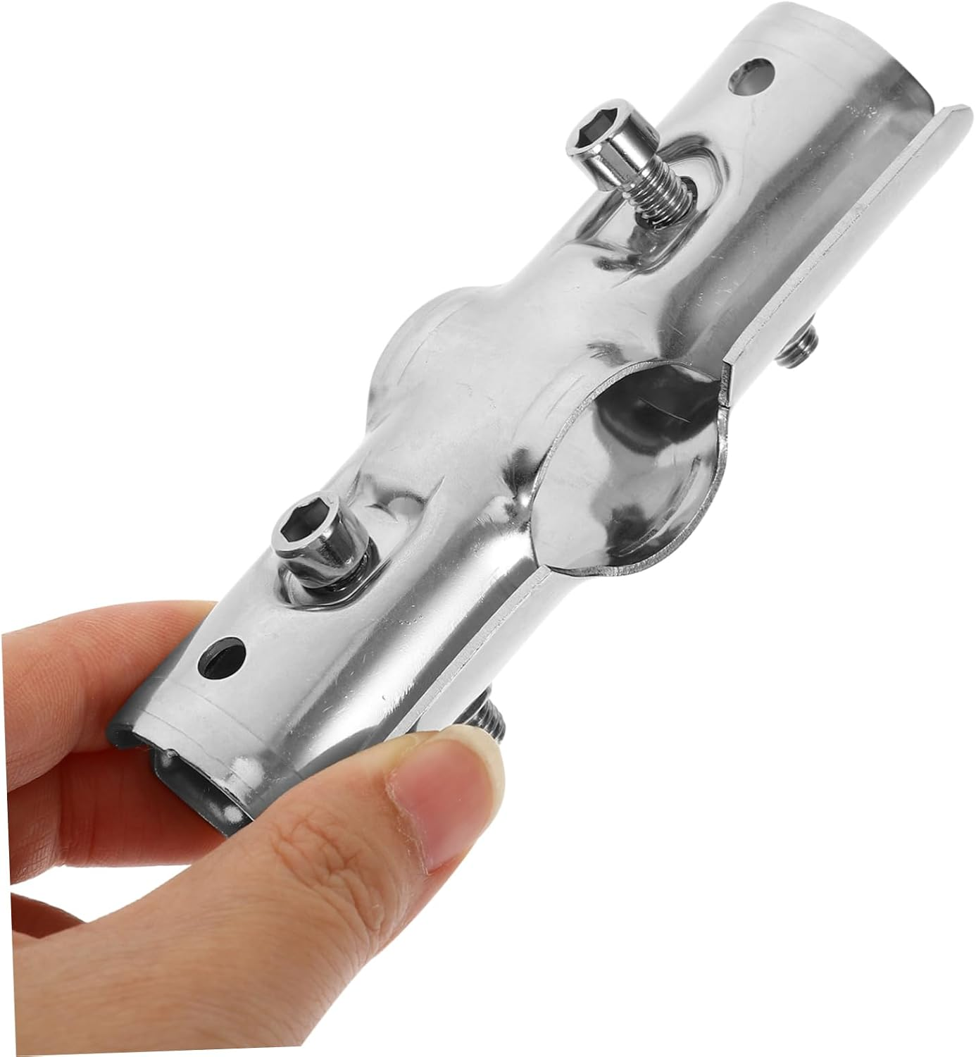 KONTONTY 2Pcs Stainless Steel Pipe Connector and Tube Clamp for Greenhouse Repair, Galvanized Metal Adapter T-Joint Design, Sturdy Greenhouse Supplies for Frame Fixing and Structure Reinforcement image number 3