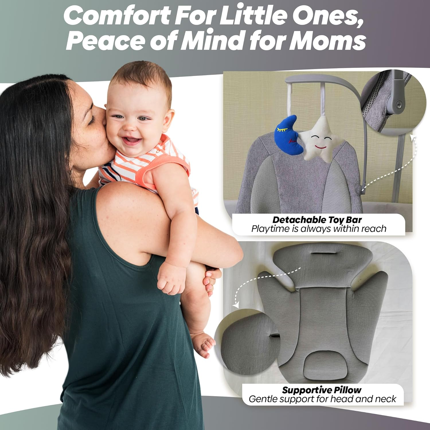 Baby Bouncer Seat for Newborns to 12 Months | Foldable & Lightweight Bouncy Chair with 3 Recline Positions | Soft Mesh Fabric | No Battery Rocker | Infant Bouncer from Birth to Toddler image number 5