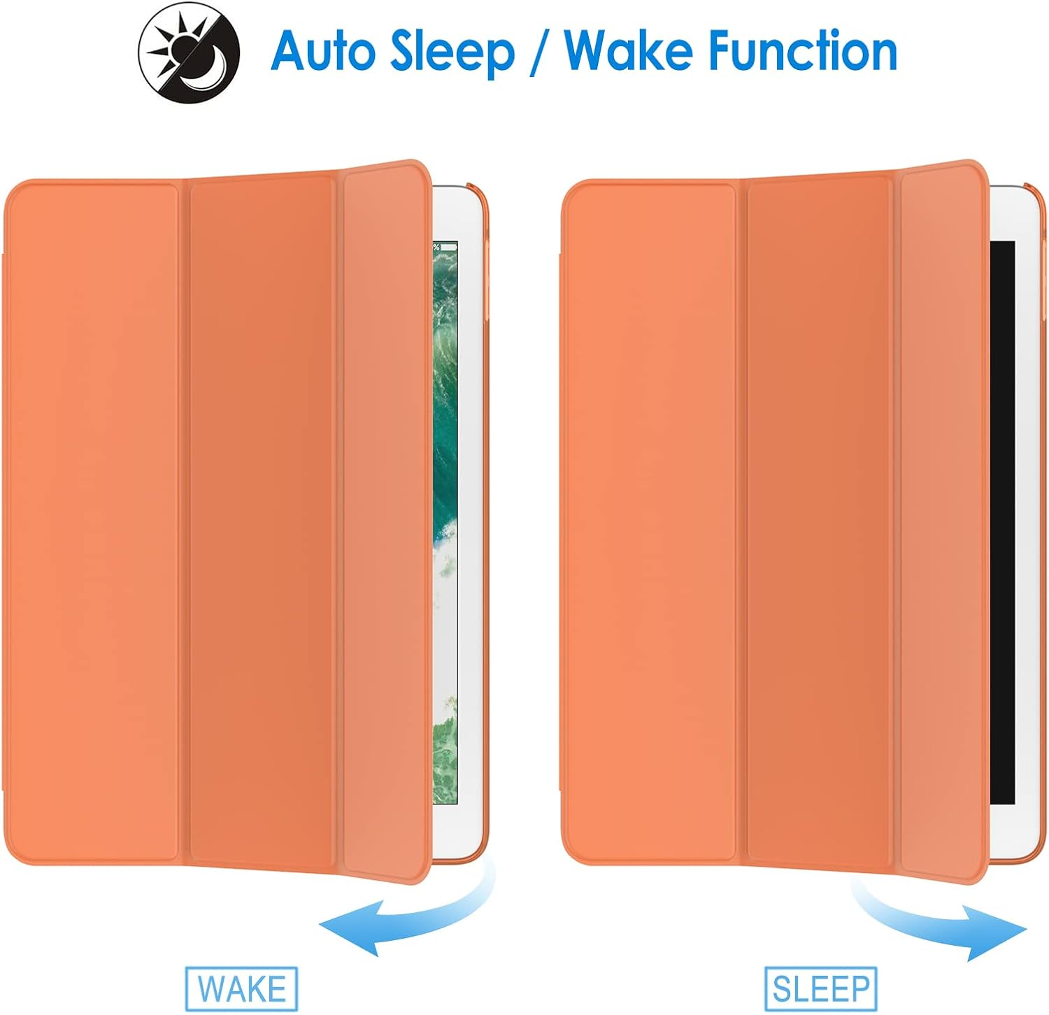 Jetech Case for Ipad (9.7-Inch, 2018/2017 Model, 6Th/5Th Generation), Smart Cover Auto Wake/Sleep (Papaya) image number 2