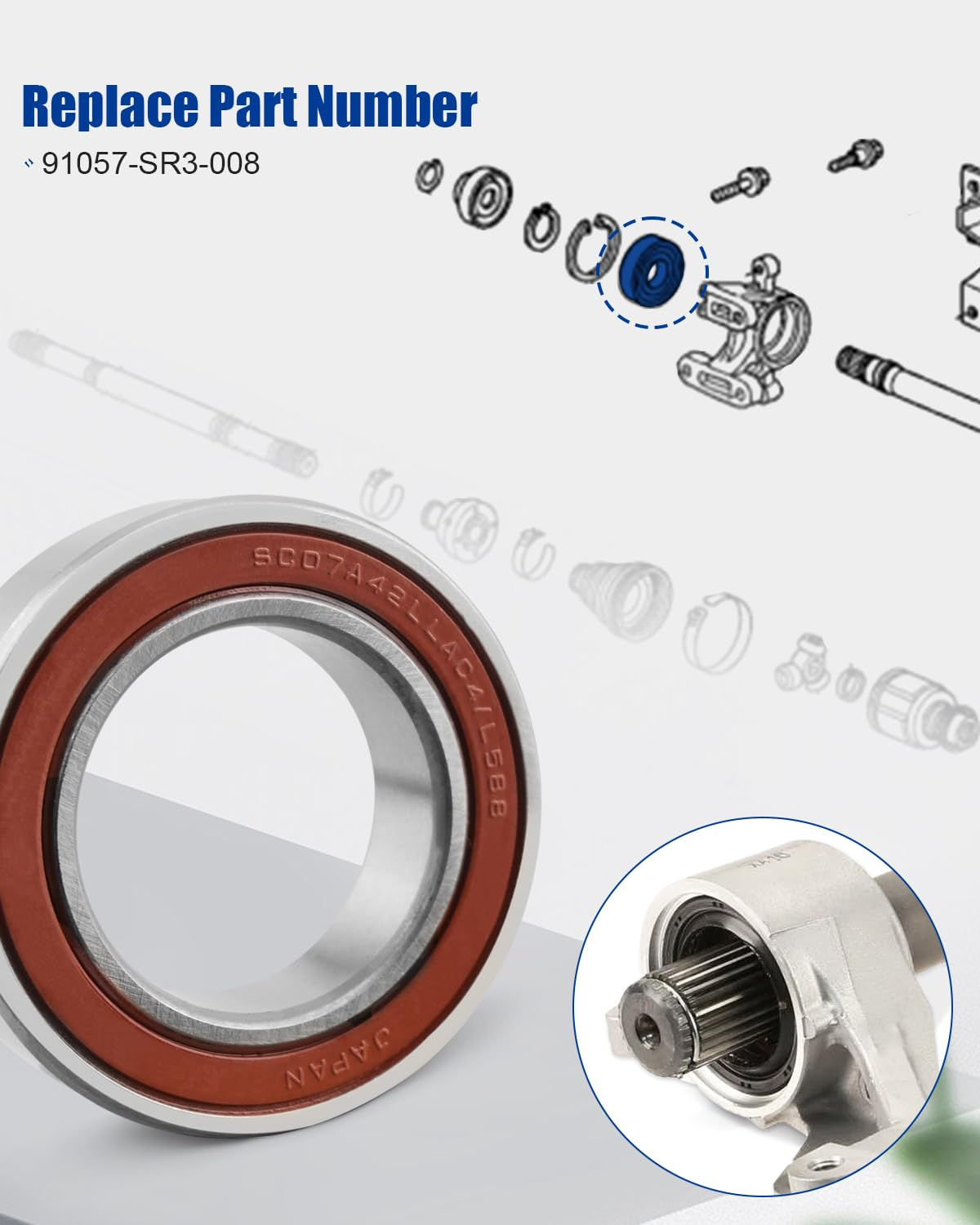 ANODZU 91057-SR3-008 Half Shaft Bearing, Fit for Honda Accord City Civic CR-V HR-V Integra Odyssey image number 3