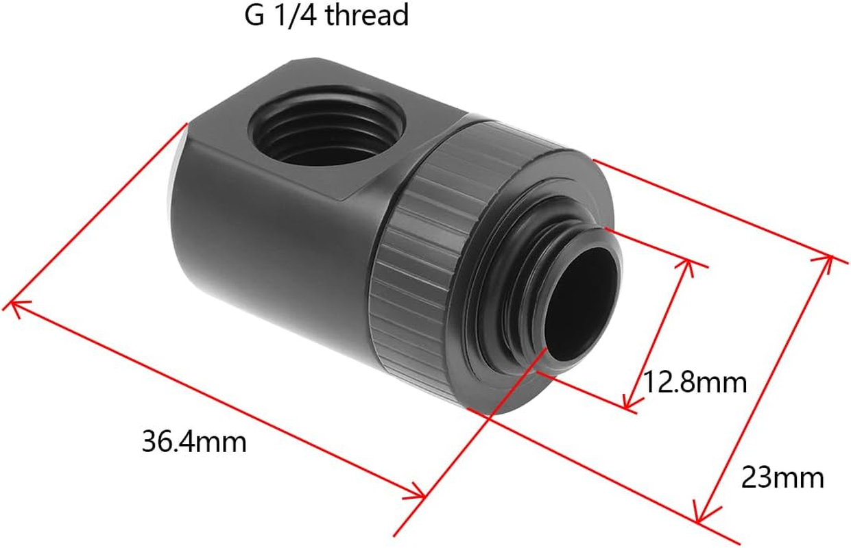 Emagtech 1PC Water Cooling Fitting 90 Degrees PC Water Cooling Elbow Connector G1/4 Thread Brass Torque Rotary Torque Wrench End Fitting Black image number 4