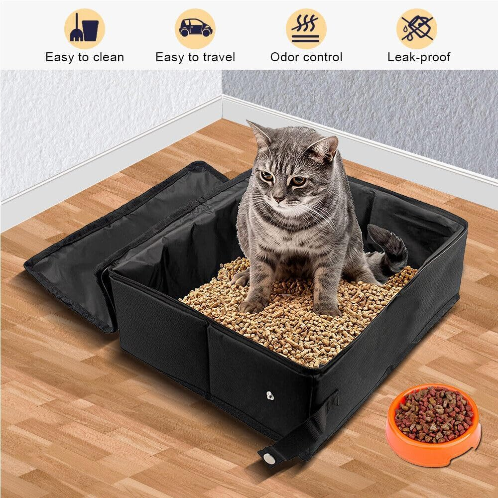 Portable Cat Travel Litter Box with Zipped Lid, Foldable Travel Litter Box, No Leakage, No Smell, Waterproof, Easy to Carry, Easy to Use in Hotels, Car image number 5