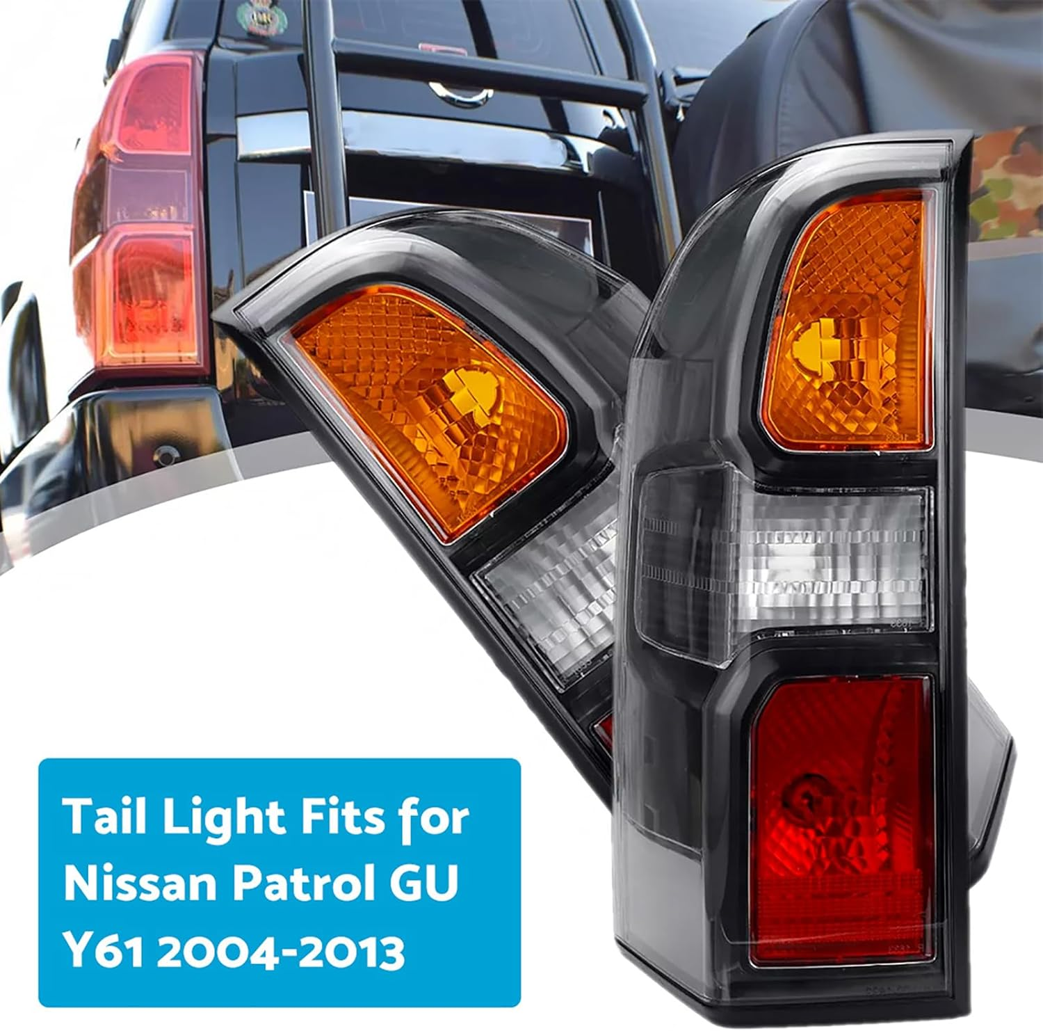 MAX COOL Pair Smoke Black LED Rear Lamp Tail Lights Suitable for Nissan Patrol GU Y61 2004-2013