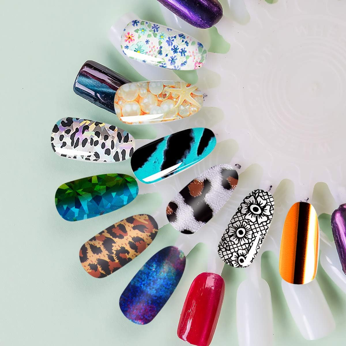 Duufin 300 Sheets Nail Foils Nail Art Transfer Foil Stickers Laser Flower Color Sheet Adhesive Stickers Paper Starry Sky Stars Black White Lace Design for Nail Art DIY Decoration image number 2