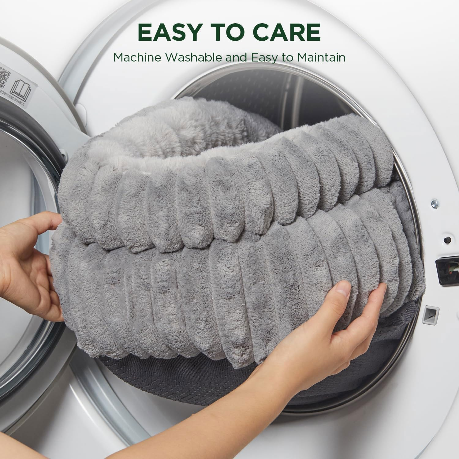 Cat Bed Kitten Bed, Washable round Cat Beds for Indoor Cats, Super Soft Plush Faux Fur Pet Bed for Puppy and Kitten with Anti-Slip Bottom (Grey, 60 X 60 X 20 Cm) image number 4