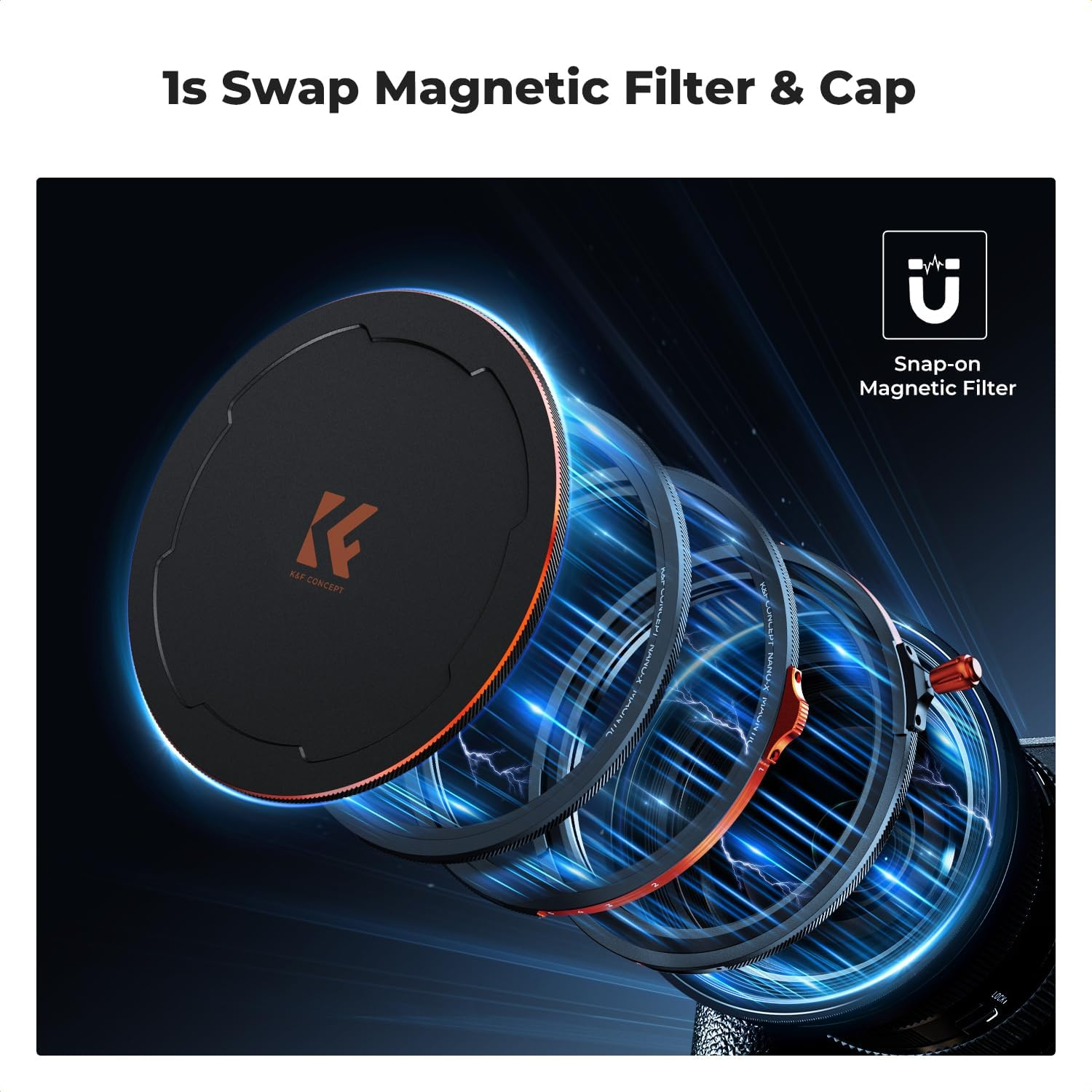 K&F CONCEPT 67Mm Magnetic Lens Filter Kit, True Color CPL + Variable ND2-32 + Diffusion Filter + Lens Cap + Adapter Ring, Multi-Layer Coating HD Optical Glass &Waterproof Pouch (Nano-X Series) image number 1