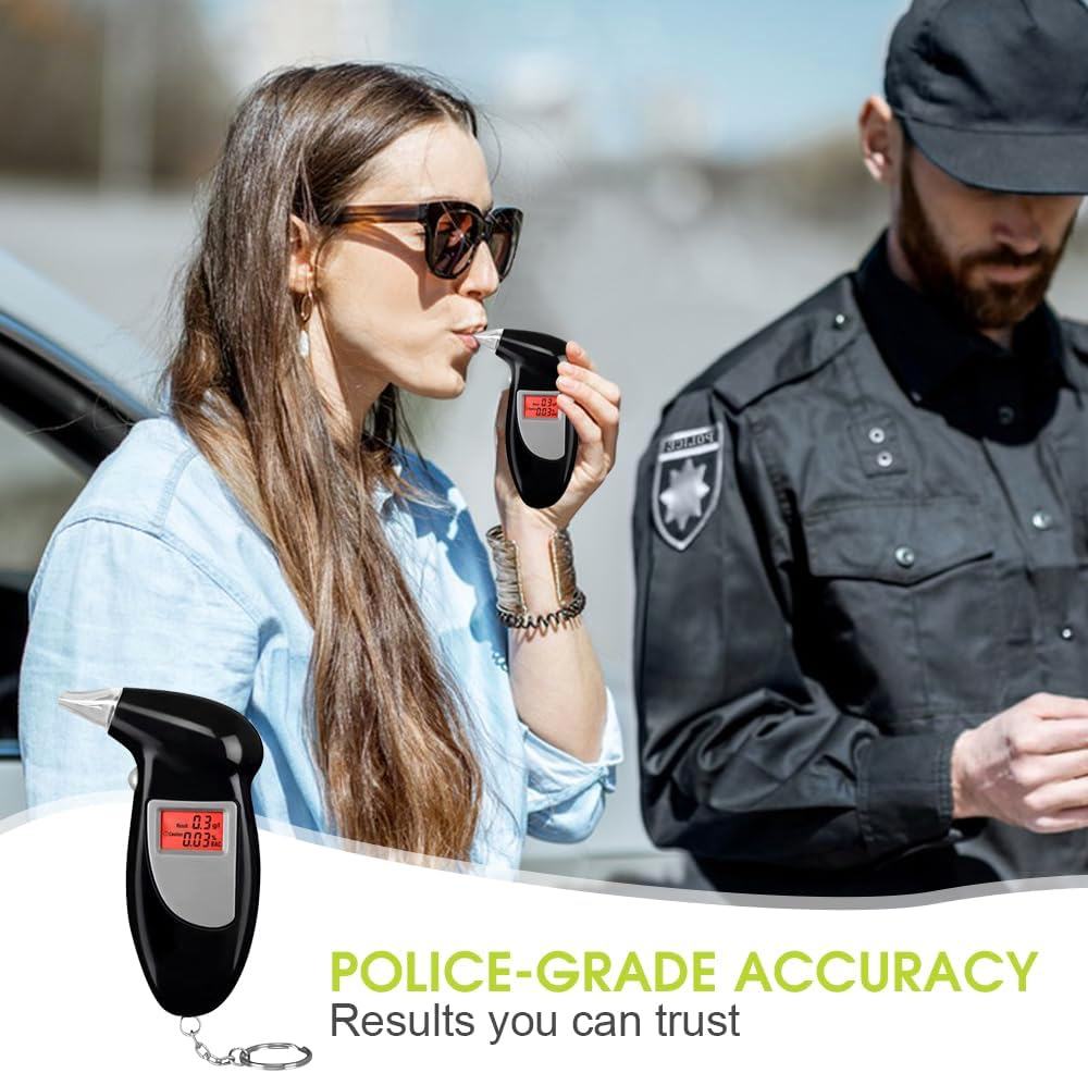 Chamgeco Alcohol Checker Breath Alcohol Tester, Portable Alcohol Breathalyzer Tester with Keychain, Professional-Grade Accuracy Digital Alcohol Detector Breath Checker Analyzer with 5 Mouthpieces image number 3