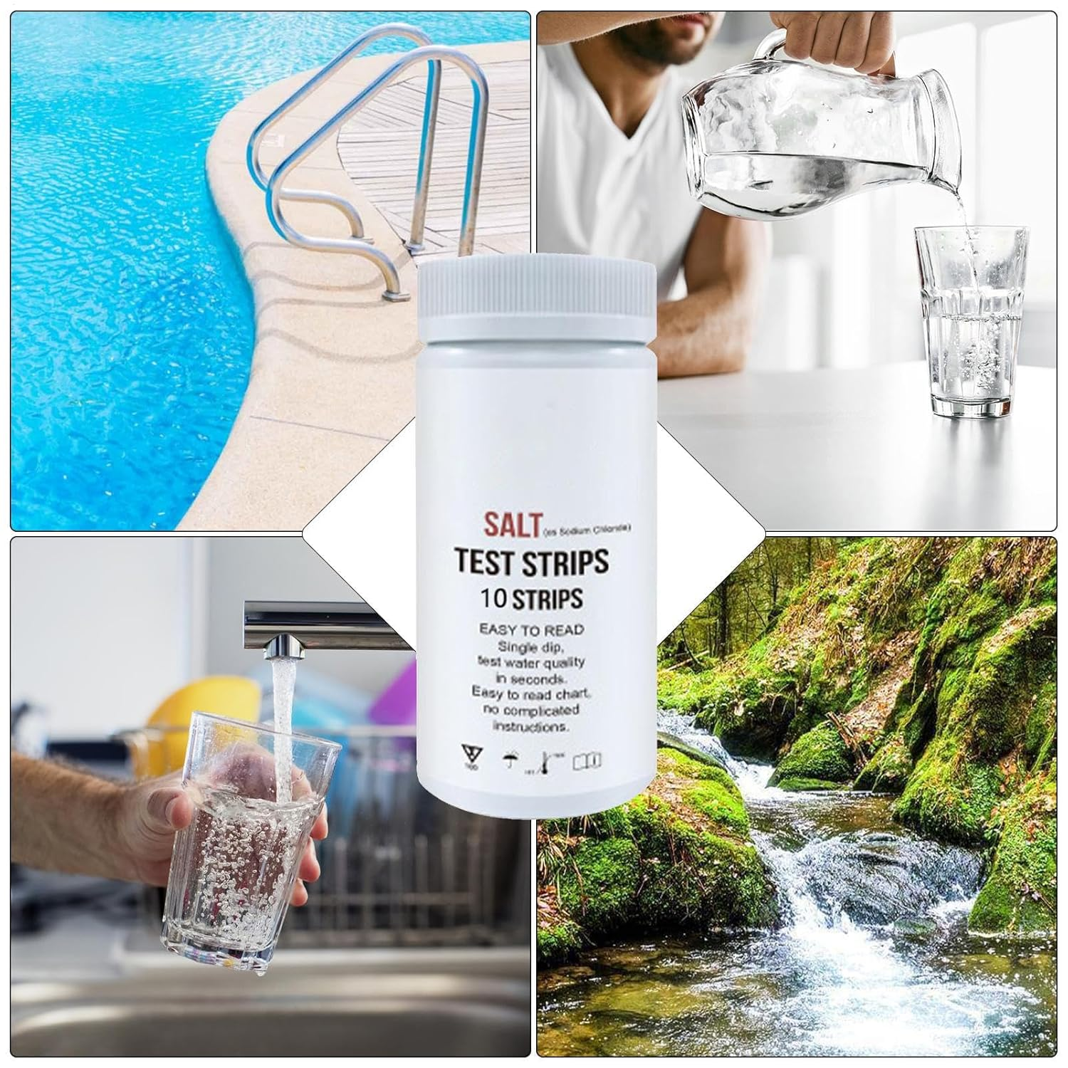 Salt Test Strips for Pool, 10 Counts Salt Pool Test Strips, Salinity Tester, Pool Water Testing Kit, Saltwater Detection Paper Strips for Water Hot Tub, Spa, Swimming Pool image number 3