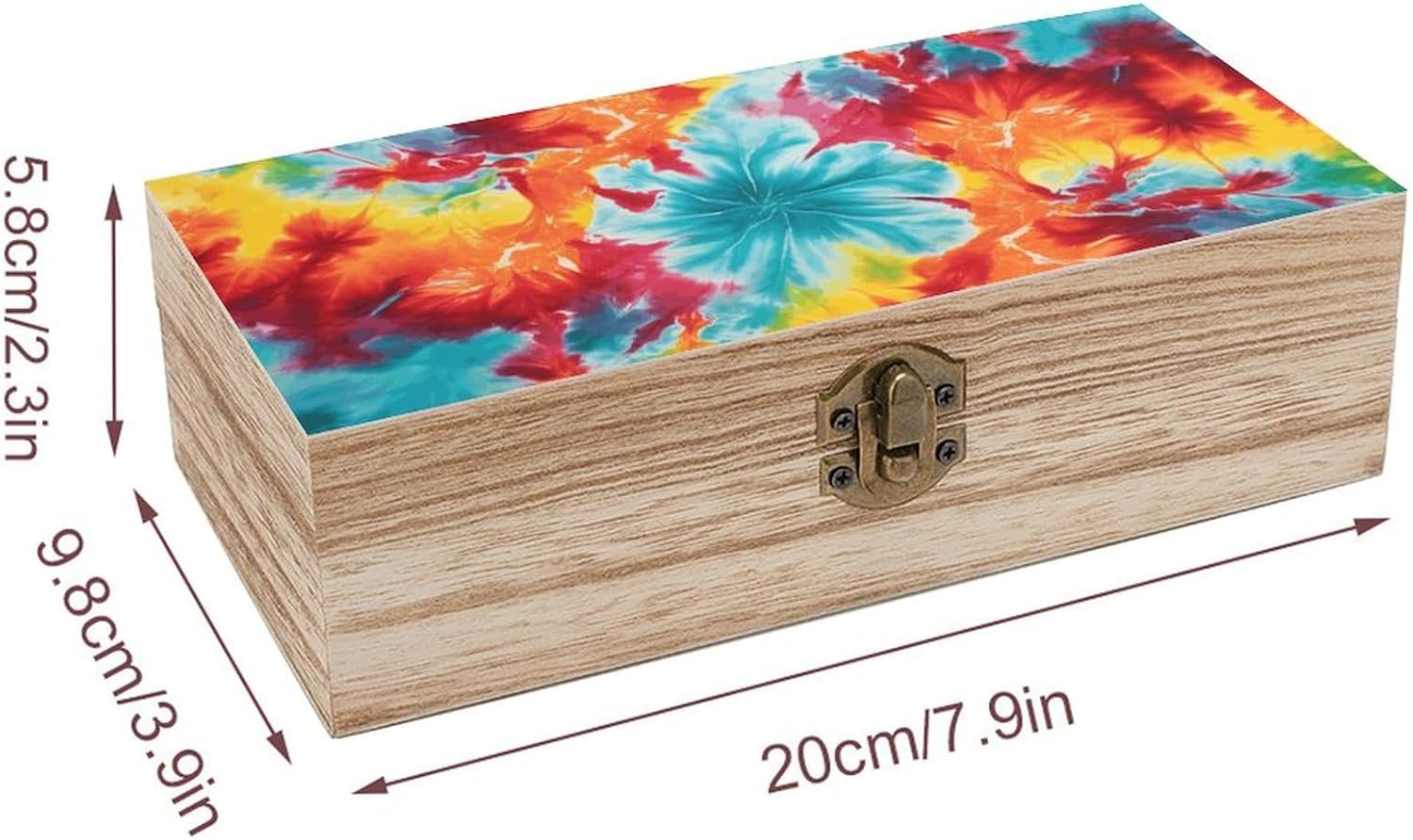 Color Tie Dye Wooden Box Wood Wedding Keepsake Boxes with Lids Small Decorative Boxes Lightweight Wooden Memory Storage Box for Crafts Keepsakes Jewelry Photo Letter Storage image number 6