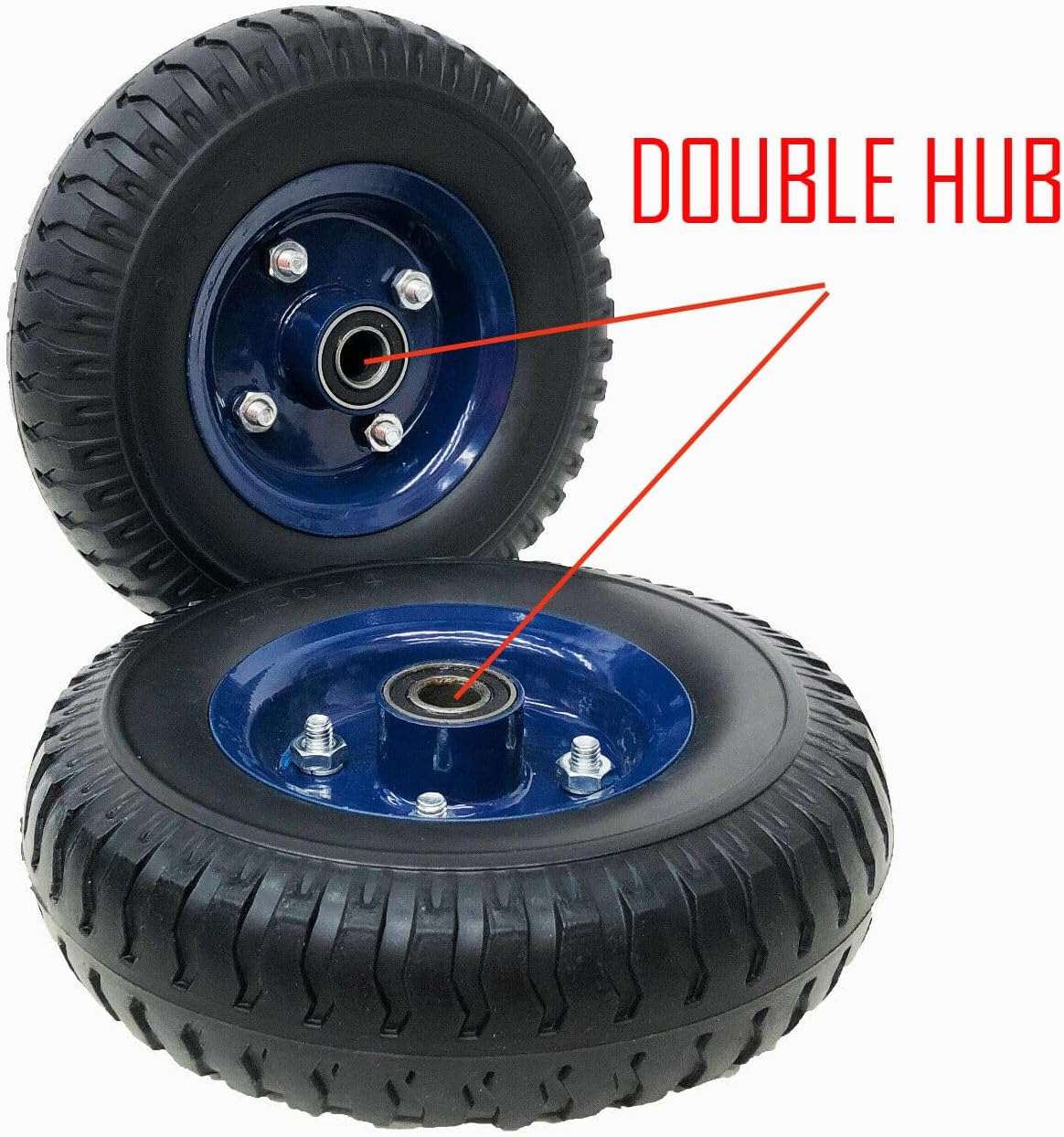 2PCS 8 Inch Solid Rubber Wheel with 16Mm 19Mm 20Mm Double Hub Bore - Cart Tyre for Hand Carts, Heavy-Duty Outdoor Equipment, Easy Installation, Solid,Flat Free, Wear-Resistant, Smooth Movement (19MM)