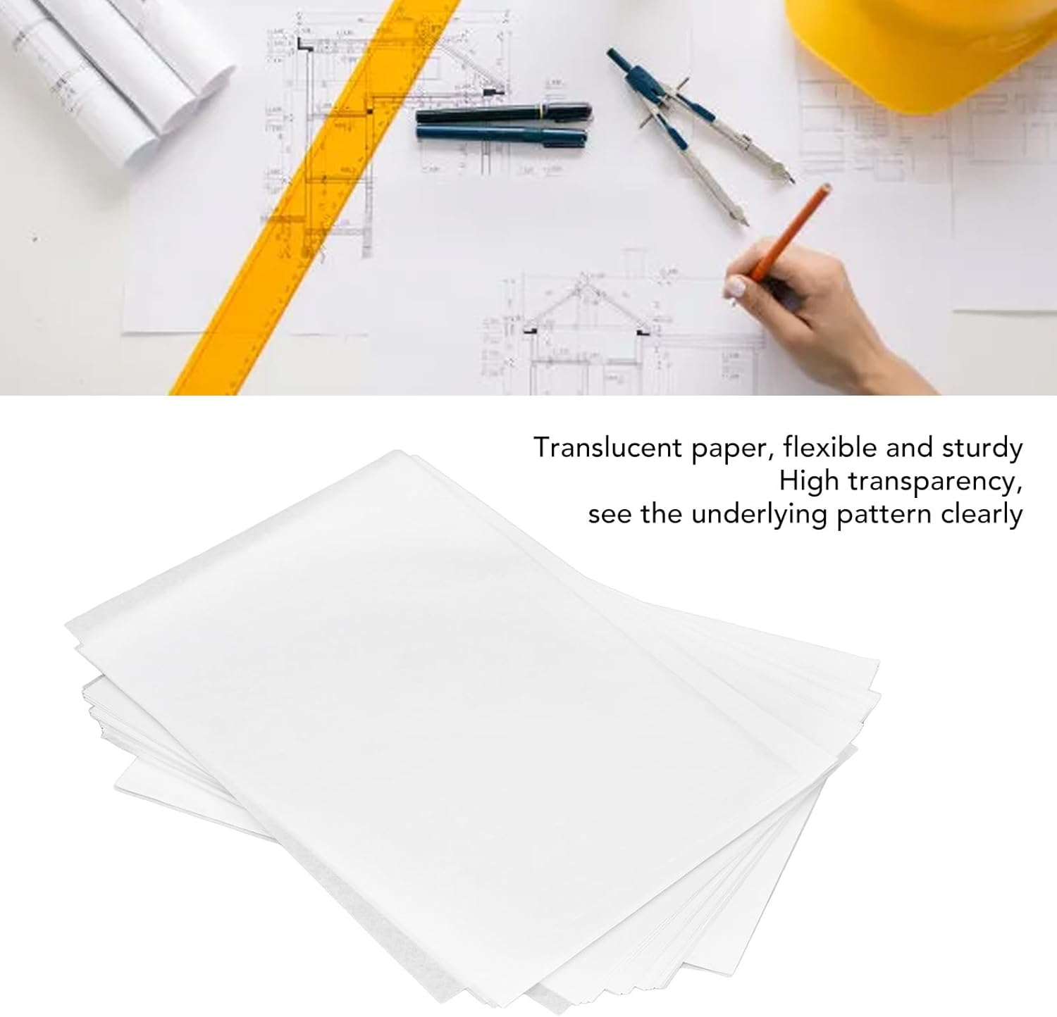 250 Sheet Watercolor Paper, High Transparency Sketch Art Painting Paper, Smoother Drawing, Ideal Choice for Artists, Kids with 250 Sheets Tracing for Crafting, (A4) image number 4
