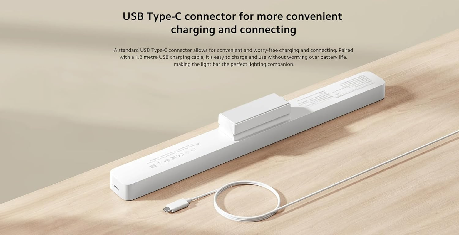 Xiaomi Magnetic Reading Light Bar, Rechargeable LED Desk Light Home&Office (Desk, Wardrobe, Closet, Cabinet), Long-Lasting Battery, Adjustable Angle, Magnetic Base, Cordless, Brightness Adjustment, image number 4