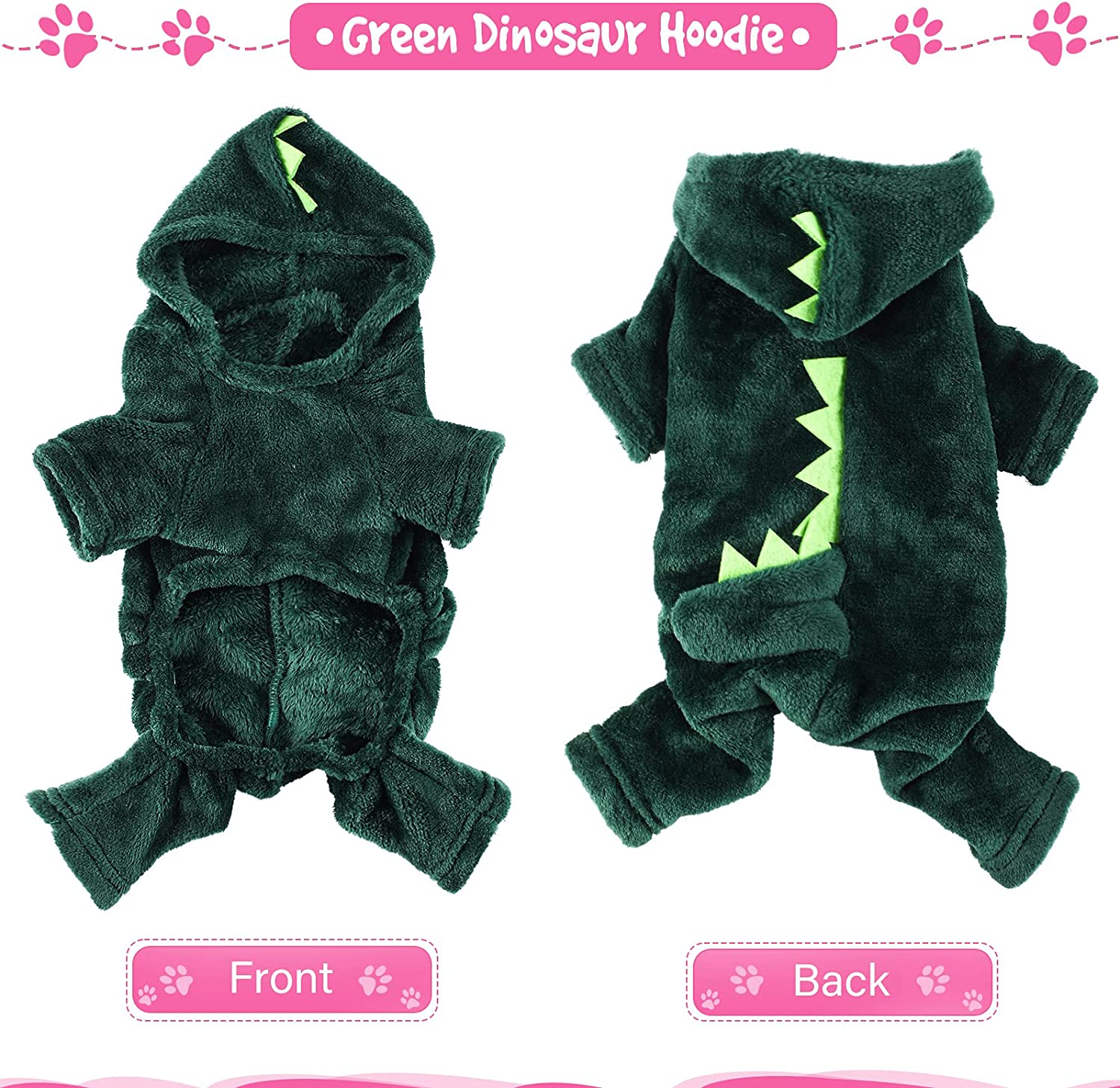 Queekay 2 Pieces Cute Dog Costume Halloween Costume Cat Clothes Pink Pig PET Costume Design Dinosaur Clothing Costume Puppy Outfits PET Hoodie Warm Dress up Clothes for Puppies and Kitten(Medium)