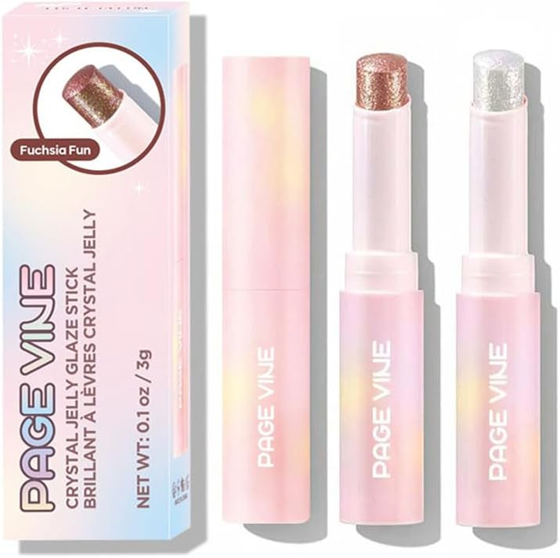 Glitter Crystal Jelly Glaze Stick - Long Lasting Shimmer Eyeshadow & Eyeliner Pencil, Waterproof & Smudge Proof, Easy to Blend for Natural or Glam Makeup Looks (01#ROSY GEM+02#AURA BLITZ) image number 4