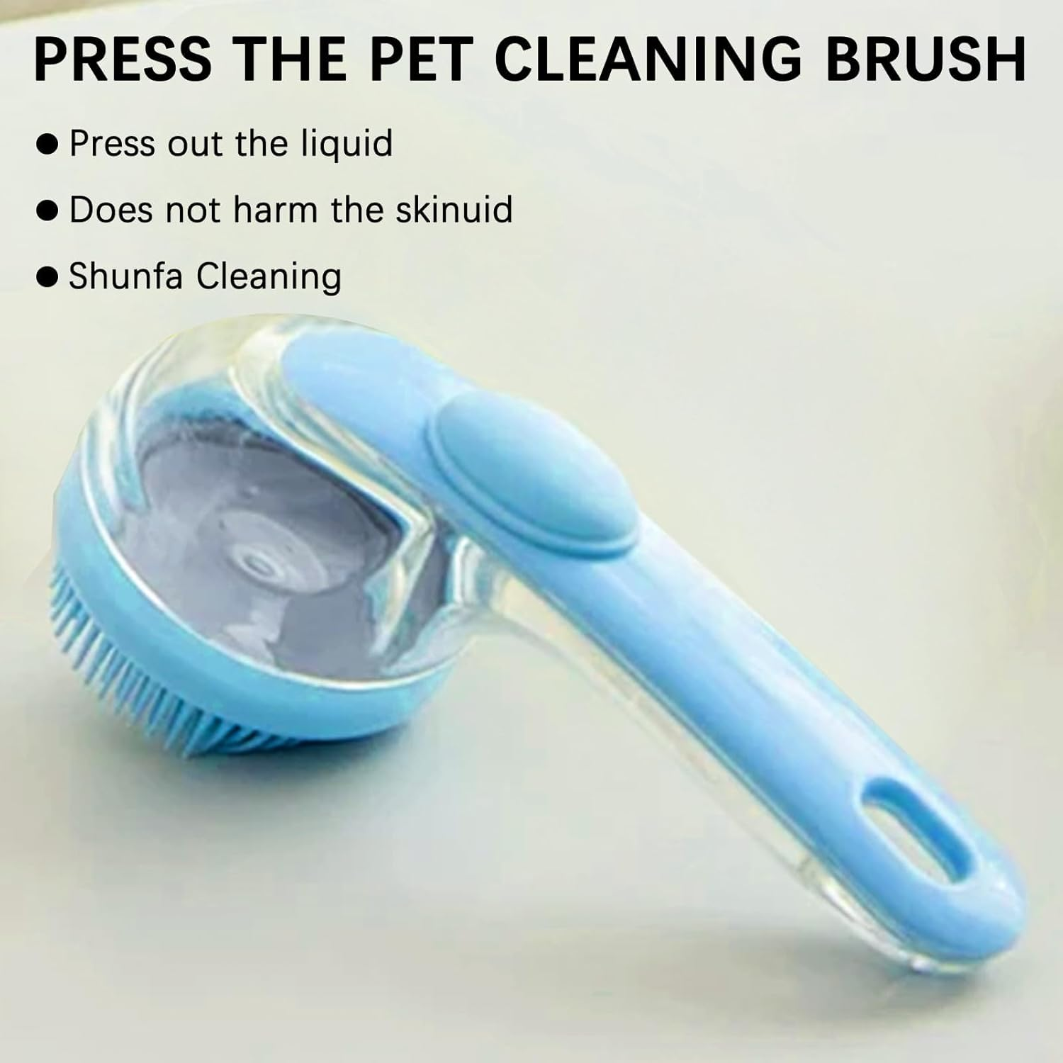 2Pcs Dog Bath Brush Set - Shampoo Brush & Bubble Maker with Adjustable Handle, Paw Washer & Massage Grooming Tool for Short/Long Hair Dogs & Cats (Blue Blue) - Blue1 image number 4