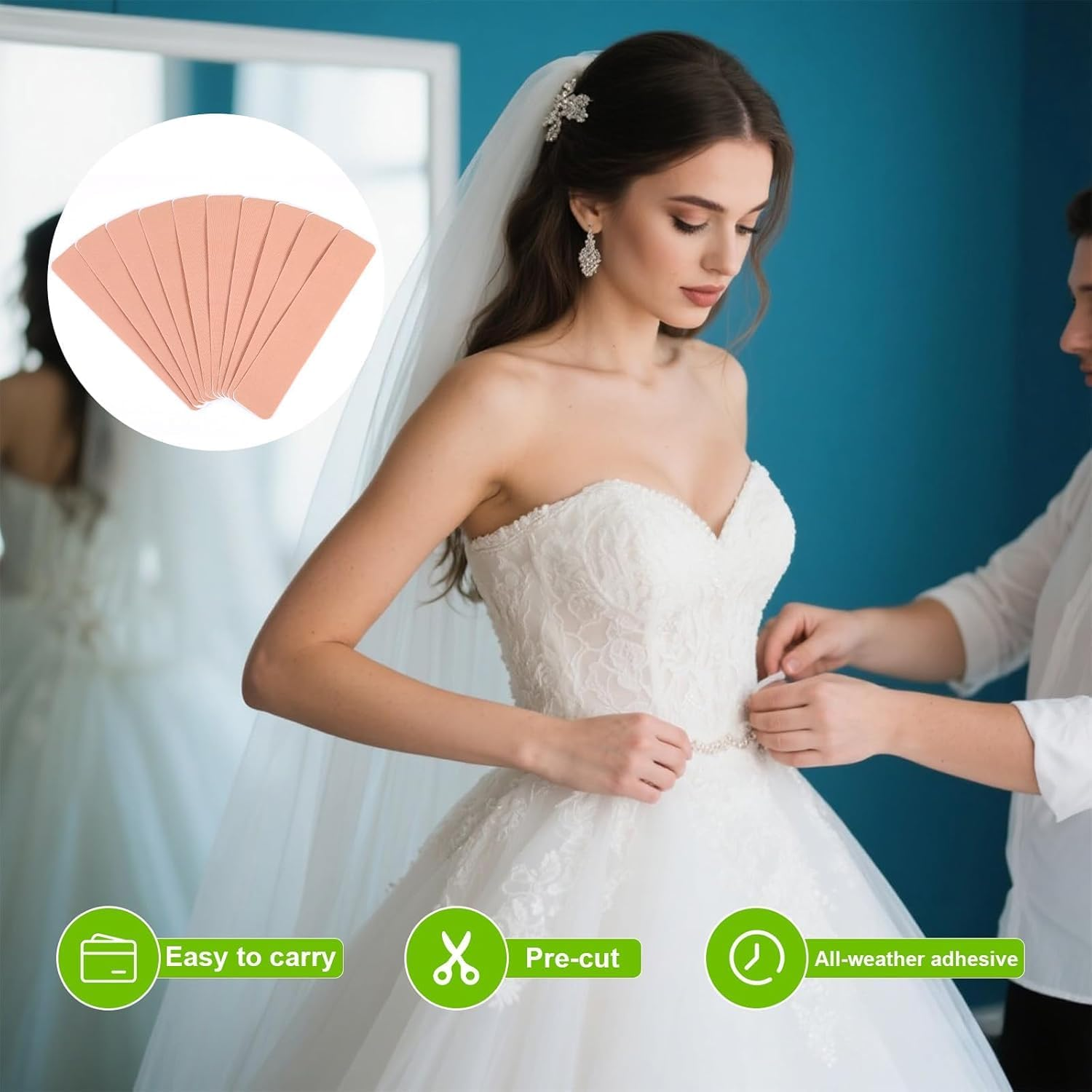 Elastic Arm Lift Belly Tuck Body Skin Tape, 50Pcs Tummy Lifting Tape Body Control Precut Adhesive Strips, Tummy Tape Precut Kinesiology Lift Body Tape for Women image number 4