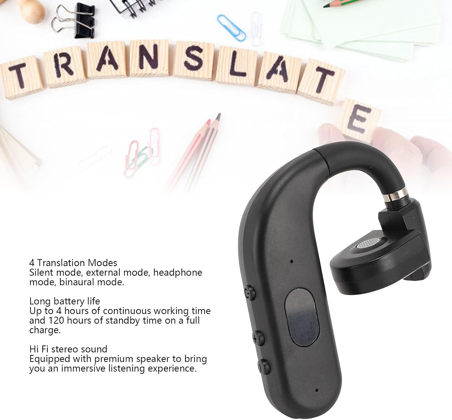 Translation Earbuds with App, Voice Translation Device, 80 Languages and 14 Accents, Real Time Translation, High Precision Hifi Stereo Bluetooth Translator Earbuds for Travel image number 4