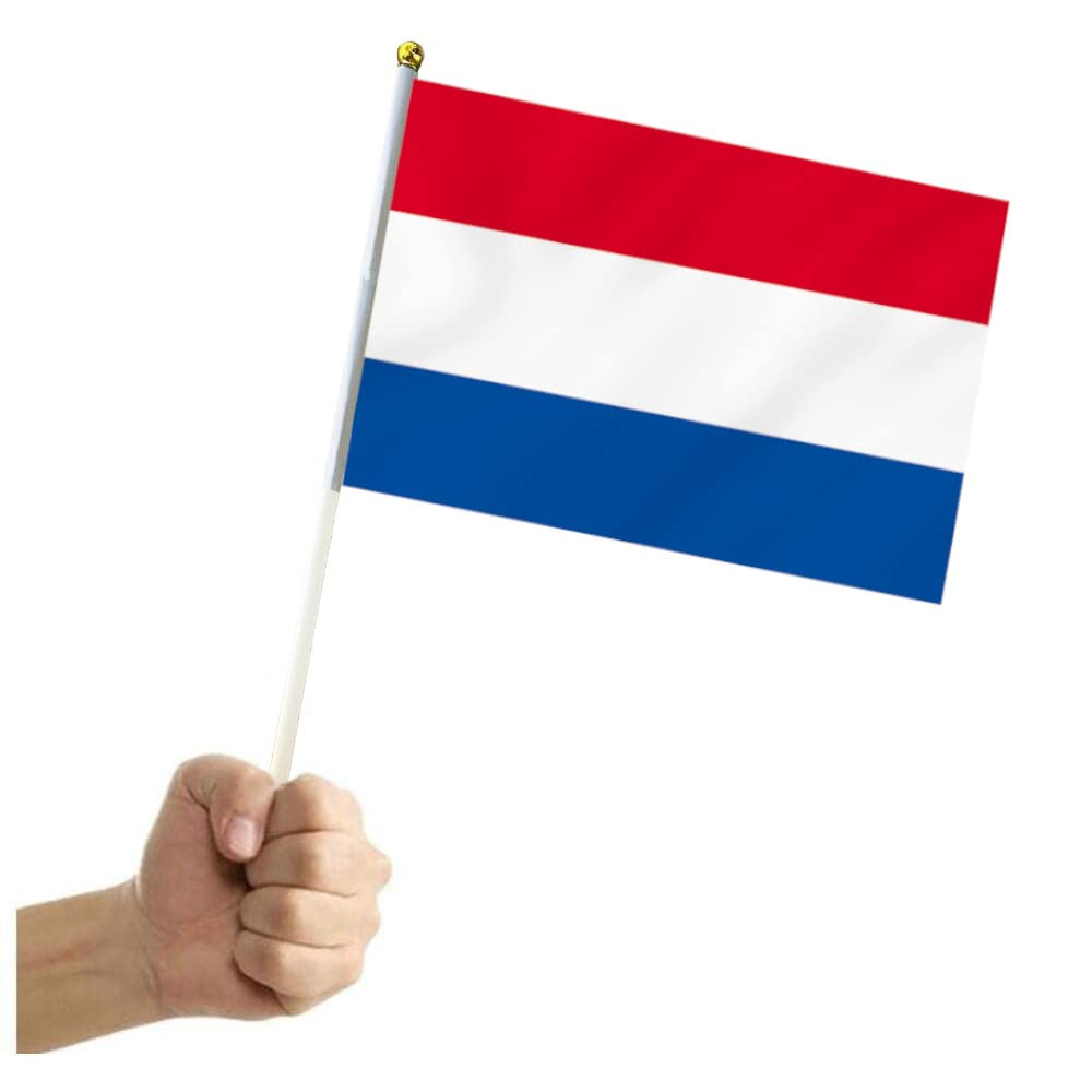 10 PCS Handheld Netherlands Flag,8.5&times;5.5 Inch Hand Held Mini Dutch Flags Banner for Indoor Outdoor Parade Waving the Tlag and Shouting image number 2