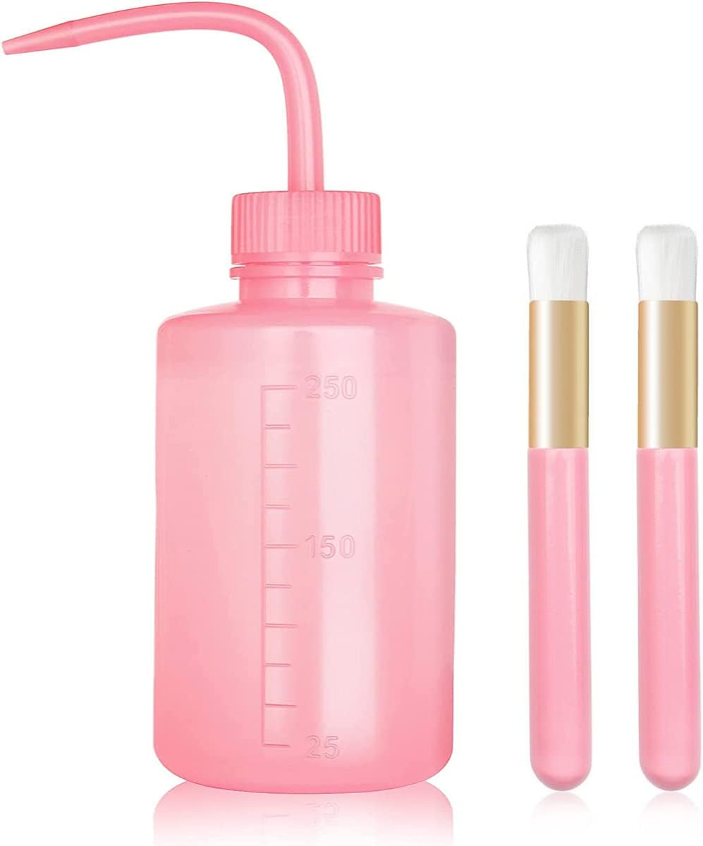 1Pcs 250 ML Plastic Satety Lash Cleaning Tatoo Wash Bottles 2PCS Nose Blackhead Facial Cleaning Shampoobrush for Eyelash Extension Supplies (White Bottle+Cleaning Brush)