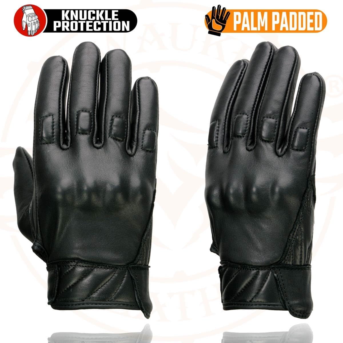 Milwaukee Leather MG7521 Men'S Leather Gloves with Gel Palm and Knuckle Protectors - Small