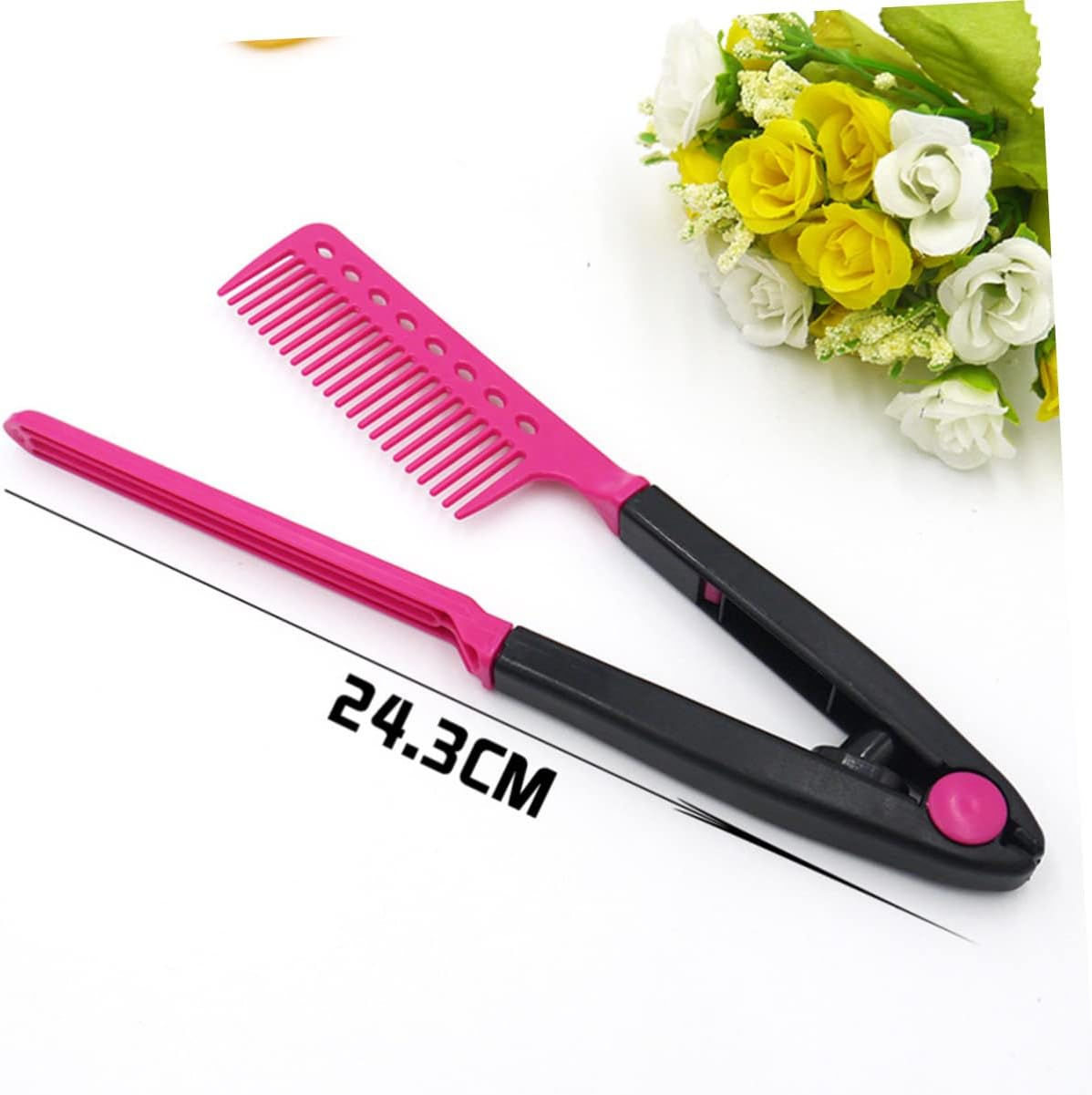 V Shape Hair Comb Red Folding Hairbrush Hair Straightener Styling Tool for Women Salon Hairdresser image number 6