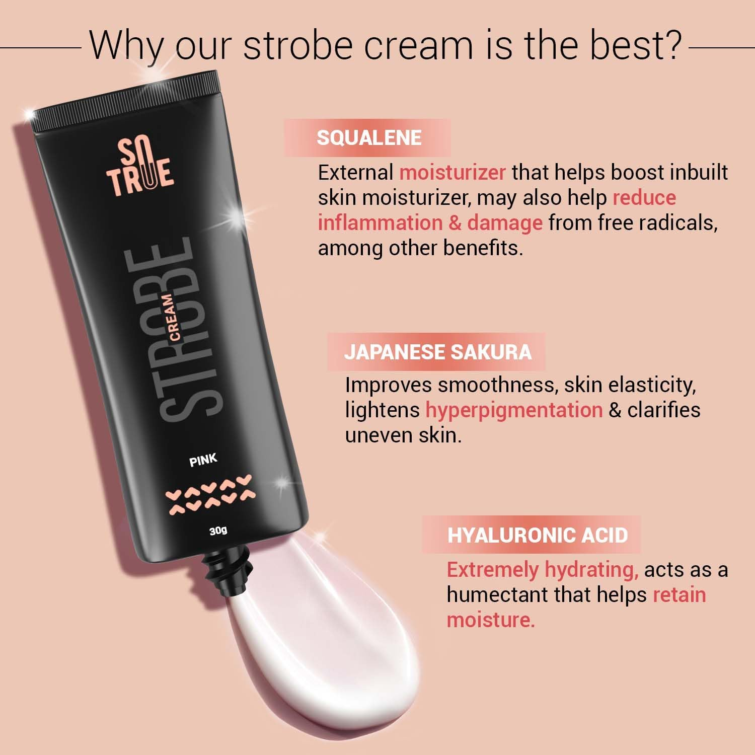 Sotrue Strobe Cream Pink for Face Radiance, Multipurpose Strobe Cream, Dewy Glazed Instant Glow, Highlighter for Face, Boosts Hydration, for All Skin Types, 30G,
