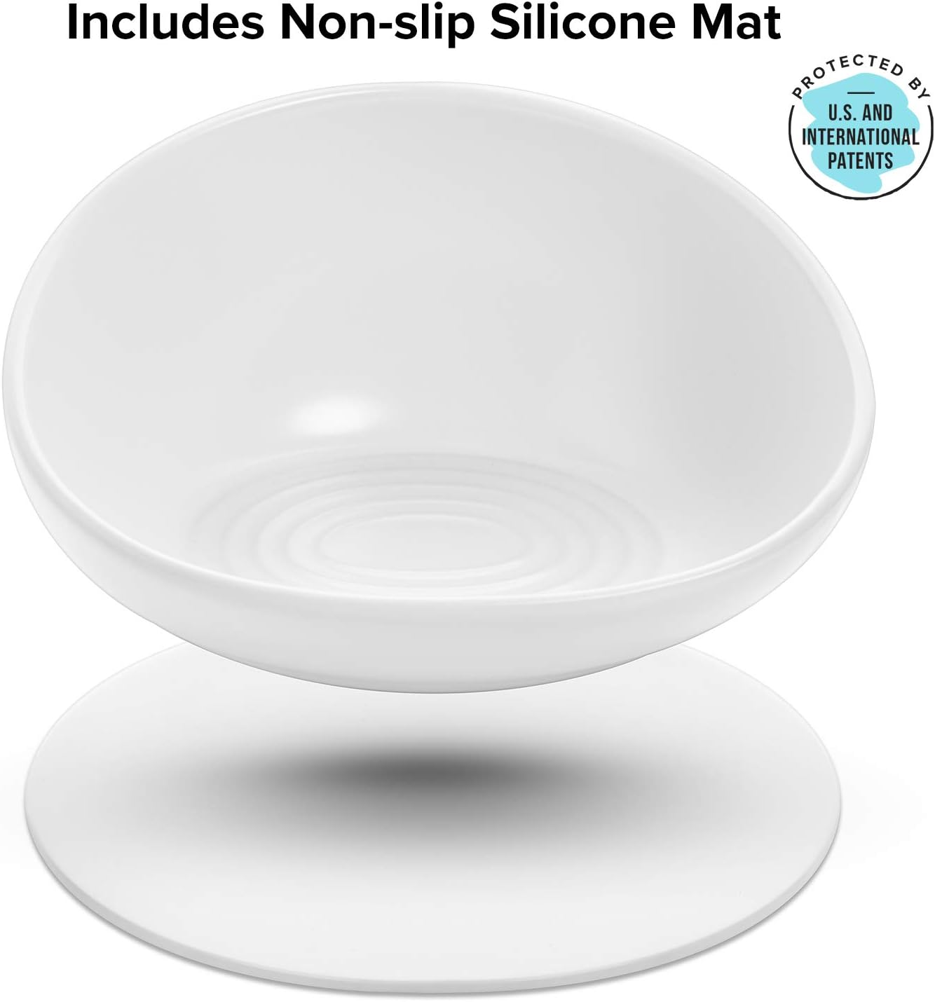 Catguru Cat Food Bowl, Ceramic Cat Bowls, No Spill Cat Bowl, Whisker Stress Free Cat Food Bowls, Non Skid Cat Bowls for Food and Water, Includes Silicone Non-Slip Mat (High-Low, White) image number 5