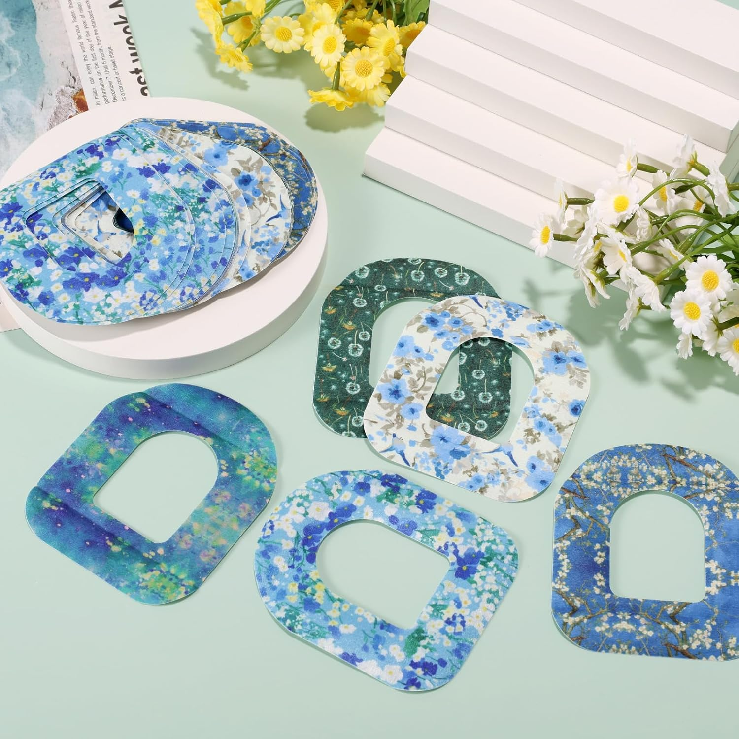 25Pcs Adhesive Patches for Omnipod 5, Sensor Patches Waterproof & Breathable CGM Overpatch Sensor Cover Compatible with Omnipod 5 (Oil Painting Style) image number 3