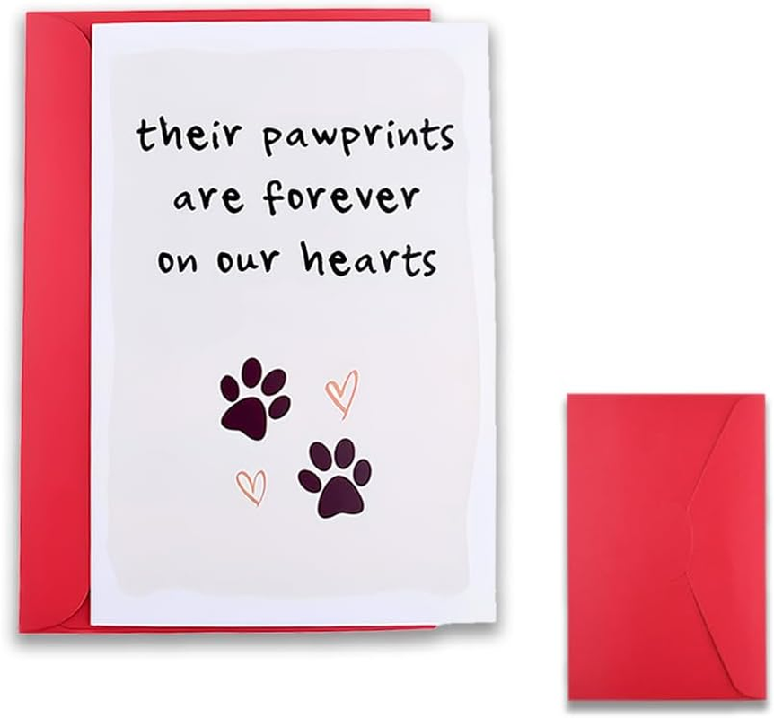 Pet Sympathy Cards Gifts Dog Pet Memorial Gifts for Loss of Dogs Pets Remembrance Condolence Card Gift Doggy Cat Loss of Dog Sympathy Card Gift with Heart and Paw Print image number 2
