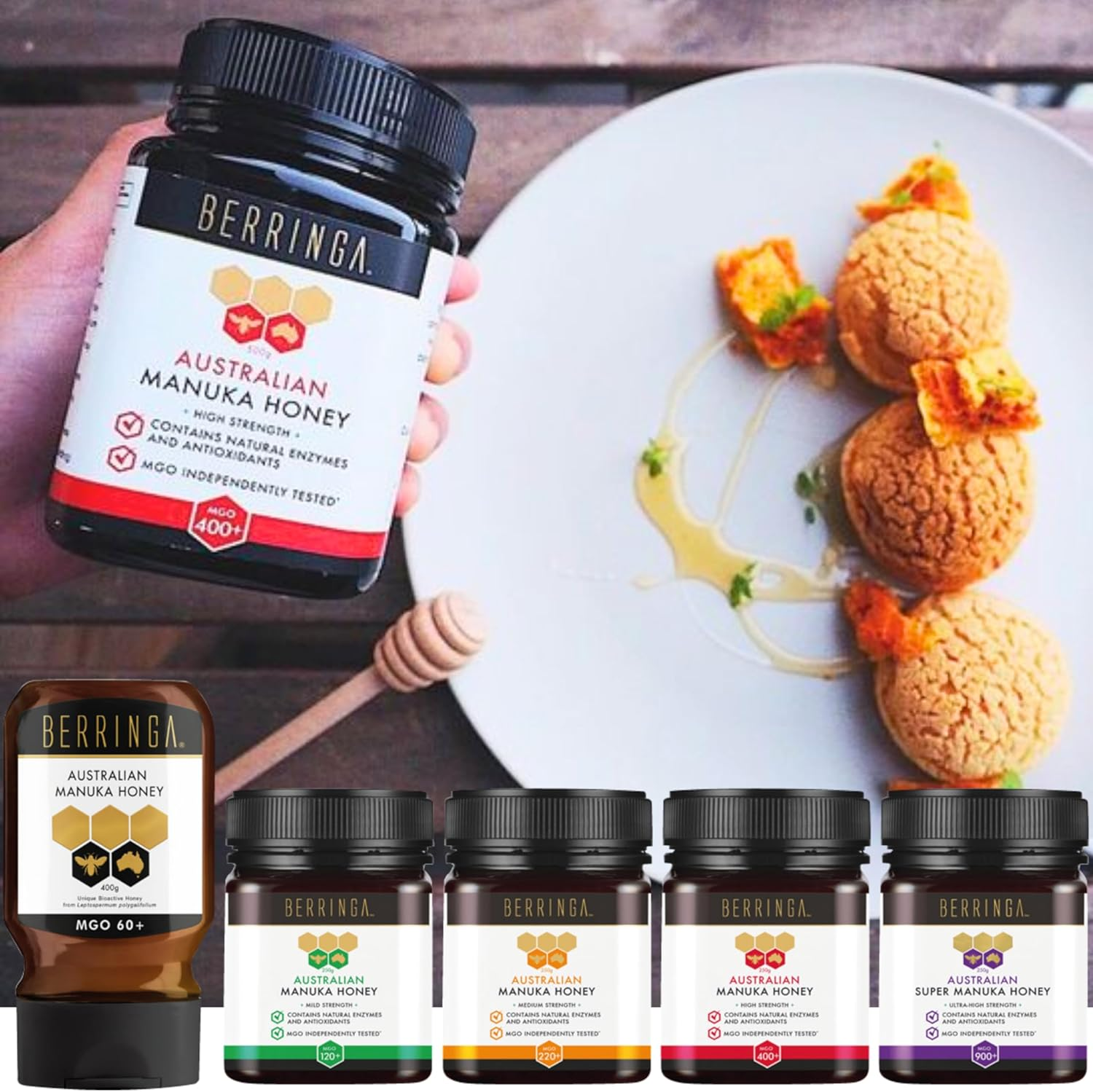 BERRINGA Bioctive Australian Raw Super Manuka Honey MGO 400+ 500G - 100% Pure Independently Tested, Certified, Traceable with Natural Enzymes, Antioxidants, Genuine Natural Superfood, Non GMO image number 1