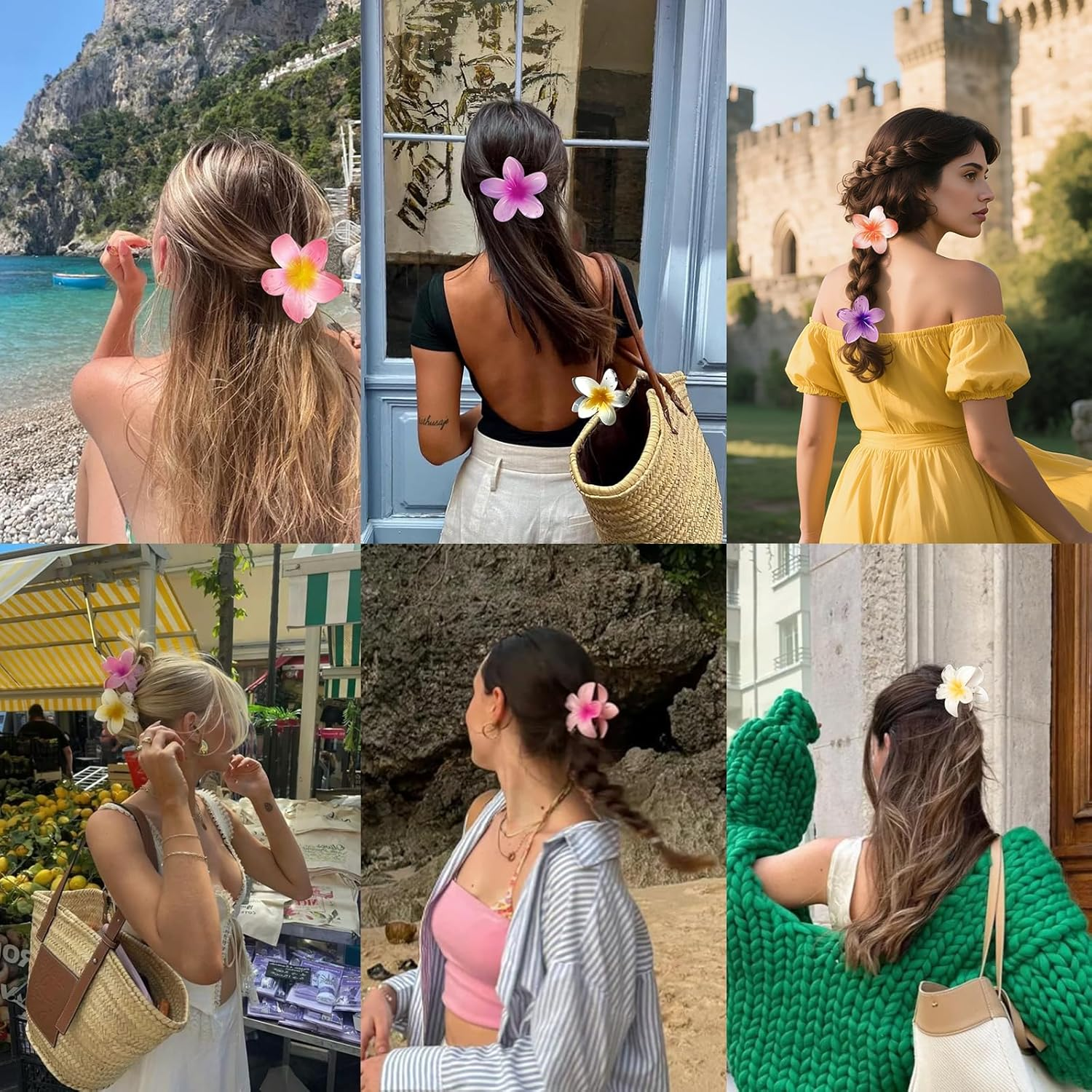 Flower Hair Clips, 4 Pieces, Hawaiian Flower Hair Clips, Fioris for Summer Hair for Girls, Fashion Non-Slip Hair Clips for Women Girls image number 4