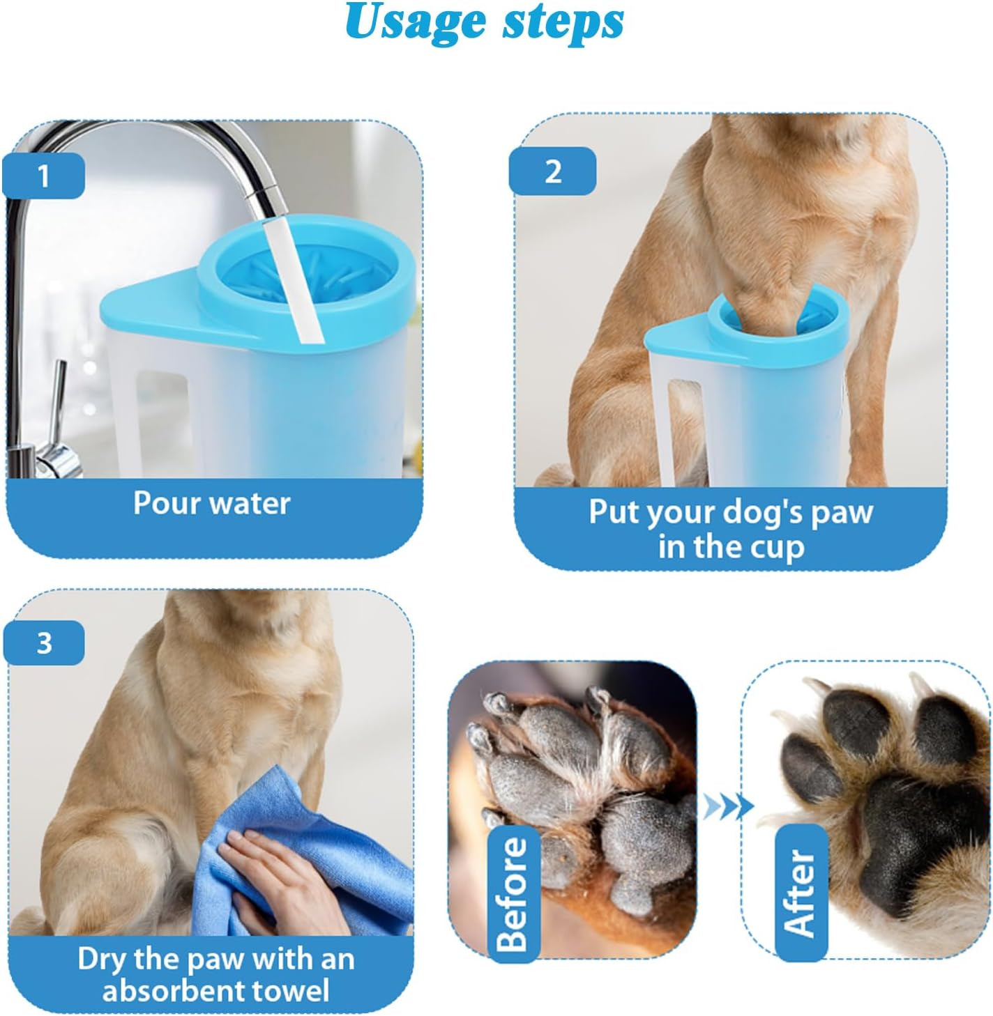 Dog Paw Cleaner for Dogs,Dog Paw Washer with Handle,Portable Pet Paw Cleaner, Pure Vie Dog Paw Cleaner，Medium Sized, Blue image number 3
