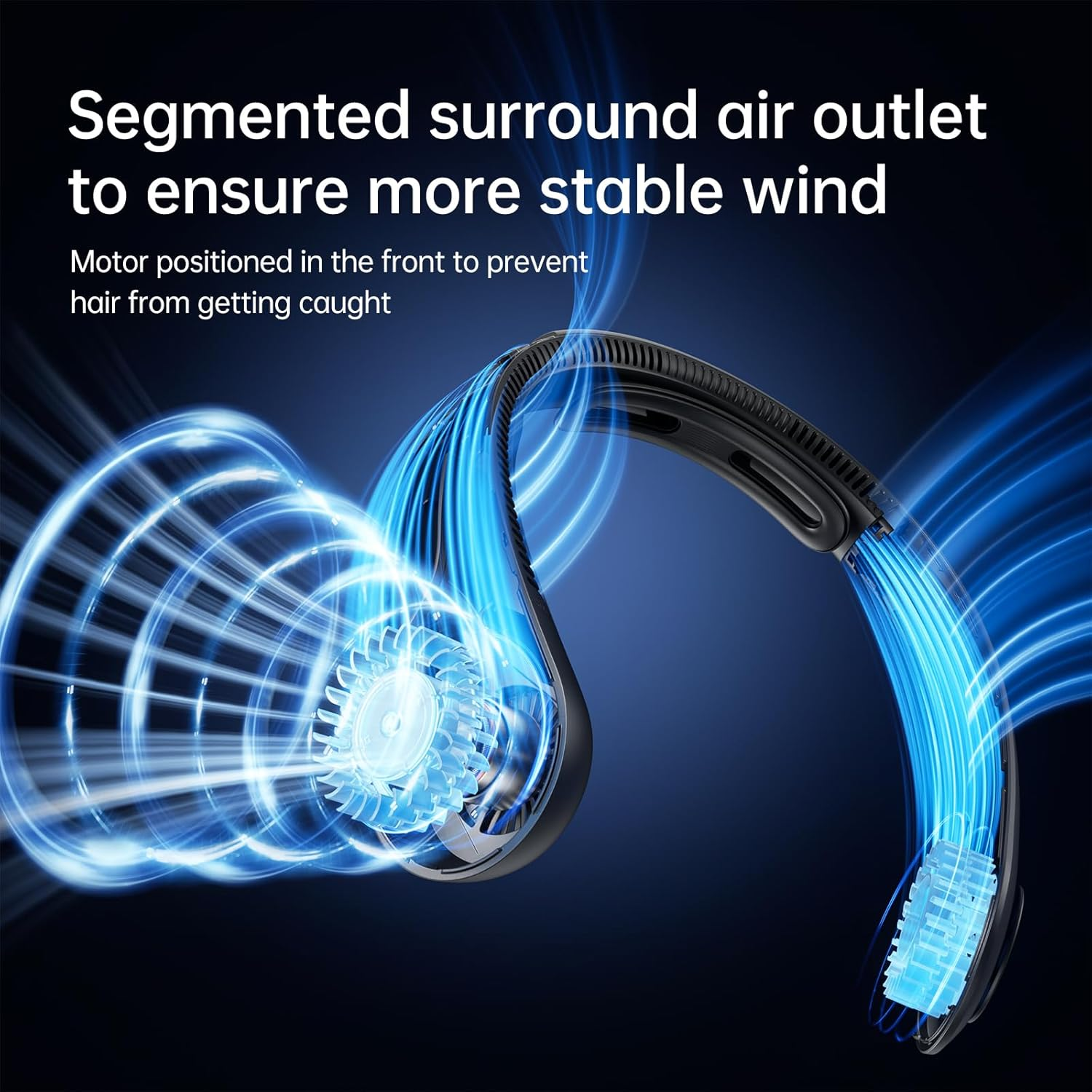 JISULIFE Portable Neck Fan Upgraded, Neckbrace Personal Hands Free, 5 Speed Gears Adjustment, 5000 Mah Wearable Bladeless Quiet Rechargeable for Outdoor Indoor, Gifts for Women Men- Black