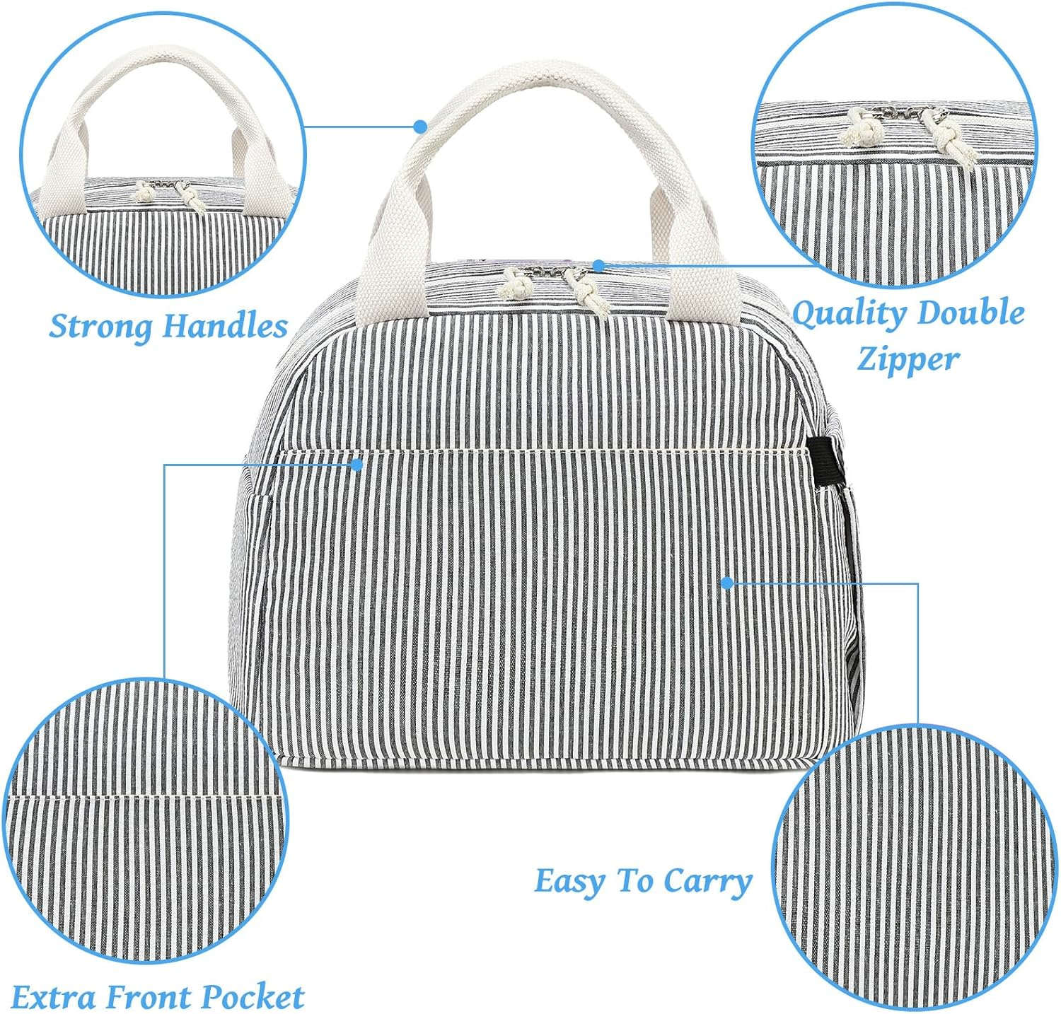 Bluboon Lunch Box for Women Cute Lunch Bag Reusable Insulated Lunch Bags Large Capacity Lunchbox Cooler for Work Picnic or Travel - Beige Strawberry 12 image number 3