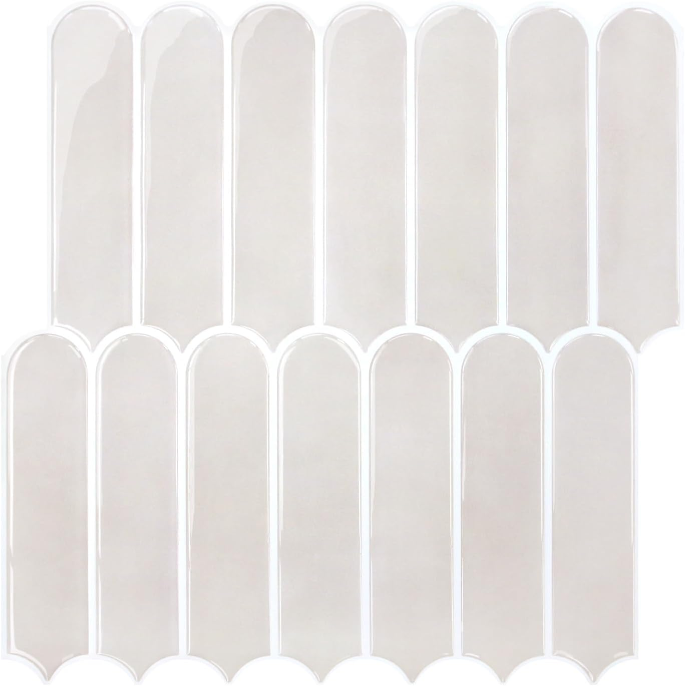 COMSTICKC Thicker Beige Peel and Stick Tile,10 Sheets of 12''X12'', 3D Fish Scale Peel and Stick Backsplash Tile Stickers Vinyl Backsplash Kitchen Bathroom Waterproof Removable