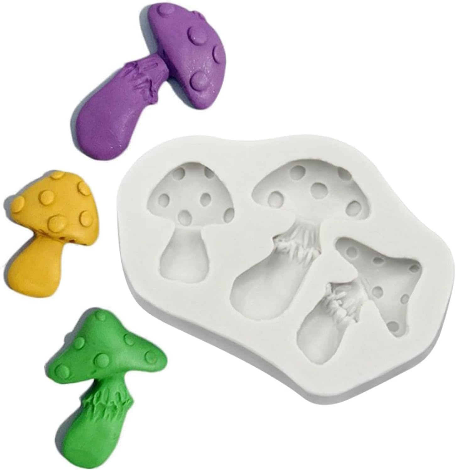 White Mushroom Silicone Mold Chocolate Candy Clay Mold for DIY Dessert Crystal Ice Mold Handmade Cupcake Decor Baking Tool Mushroom Silicone Mold,Bakeware (White, One Size) image number 3