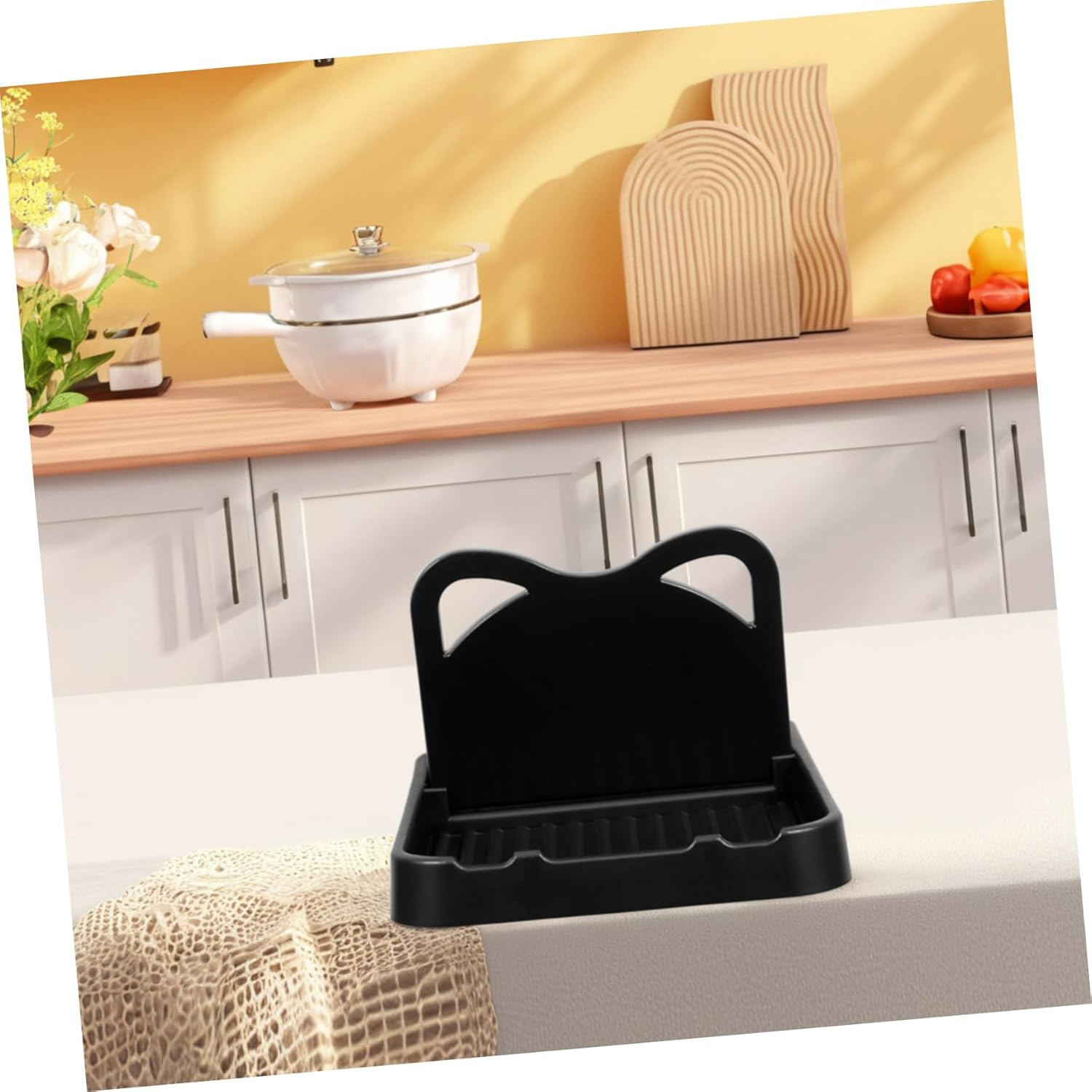 OFFSCH Foldable Pot Lid Holder Kitchen Counter Spoon Rest Storage Rack for Utensils and Lids image number 5