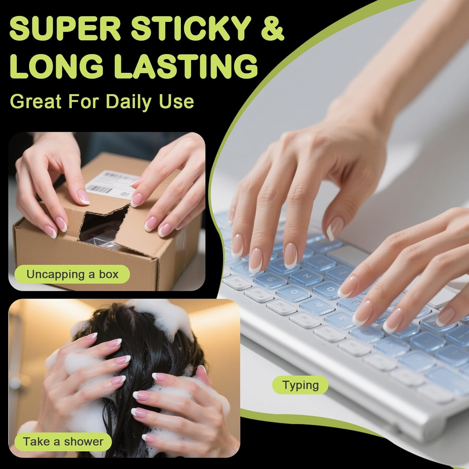 Yatinkim 720Pcs 30 Sheets Nail Adhesives Tabs for Press on Nails Jelly Double Side False Nail Glue Sticker Transparent Sticky Tabs for Nails Waterproof Breathable Manicure Gel Tabs image number 3