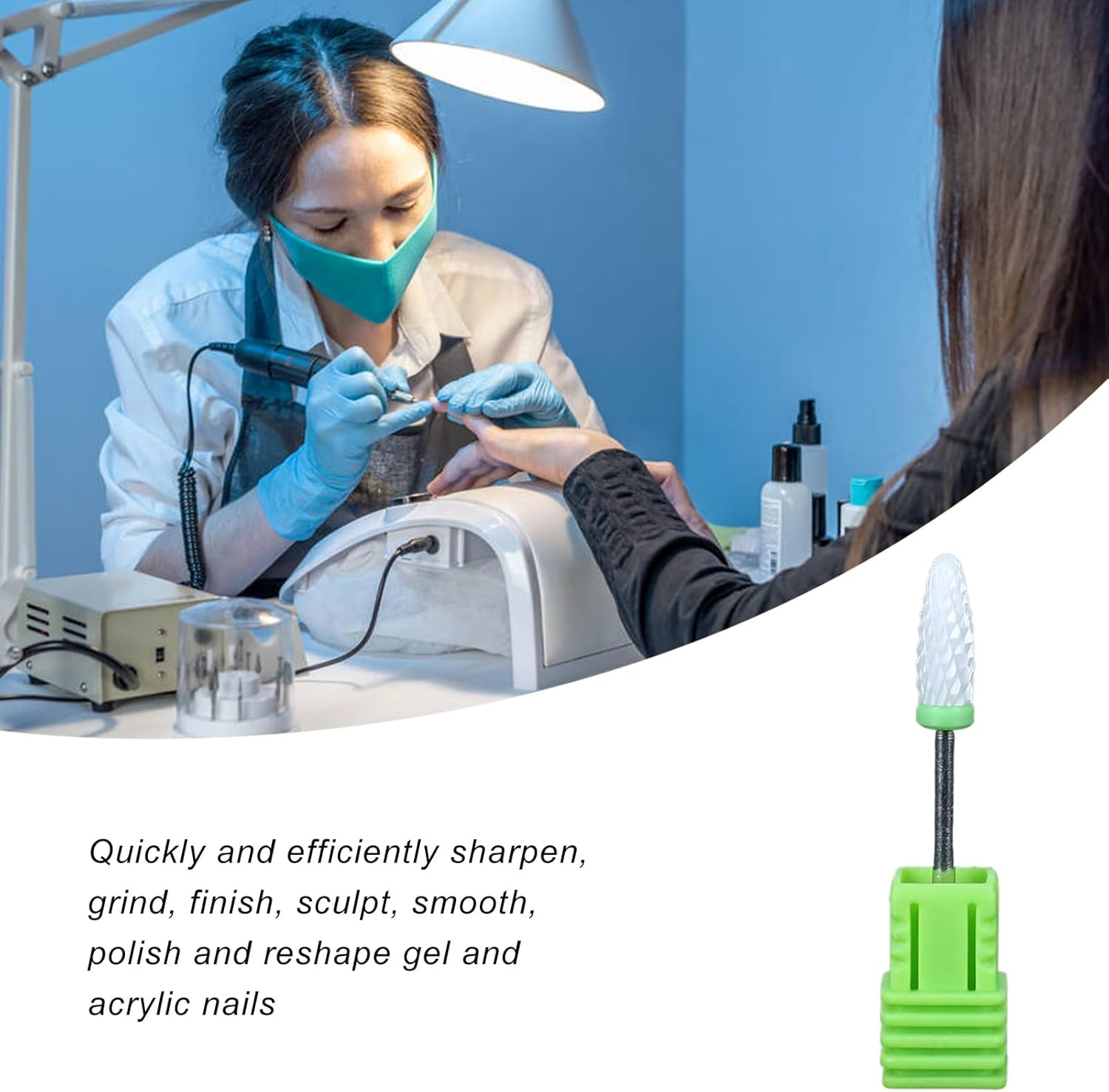 Ceramic Nail Drill Bits | Drill Bit Professional Nail, Bits for Rotary Tool Accessories, Cuticle Clean File for Nails Electric Manicure Head Replacement Device - Small Pointed Tip image number 7