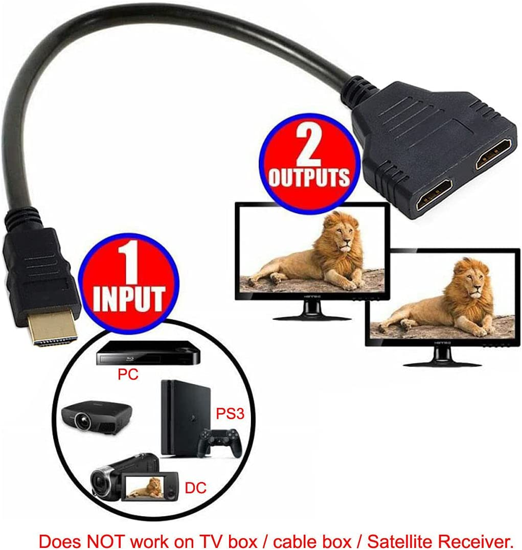 Cablecc HDMI Male to 2 HDMI Female 1 in 2 Out Splitter Cable Adapter Converter image number 5