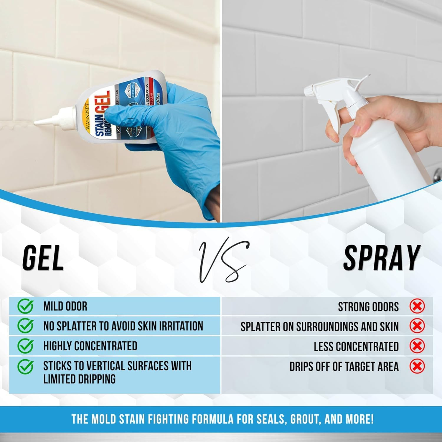 Mold Stain Remover Gel Cleaner Heavy Duty Stain Cleaner for Front Loader Washing Machine Seal, Bathroom Grout, Shower, Caulk - Front Load Washer Cleaning Solution - 6.76 Fl Oz(200Ml) image number 3