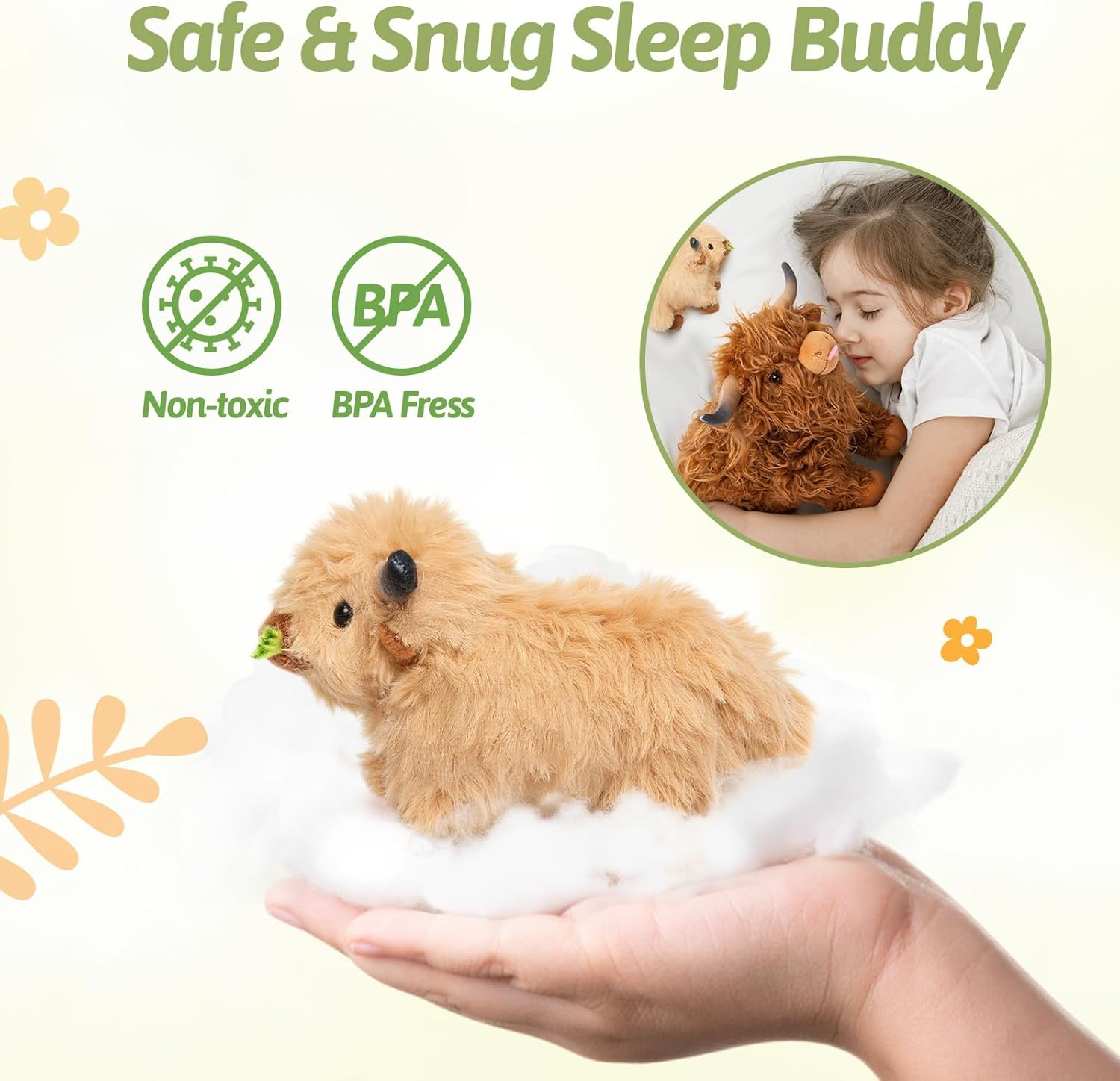 OUOZZZ Highland Cow Stuffed Animals -Plush Toys Set Mommy and 4 Little Cattle Babies Inside, Baby Toys Birthday Gift Present Toys for Girls Boys Kids Toddler Infant - Highland Cow image number 2