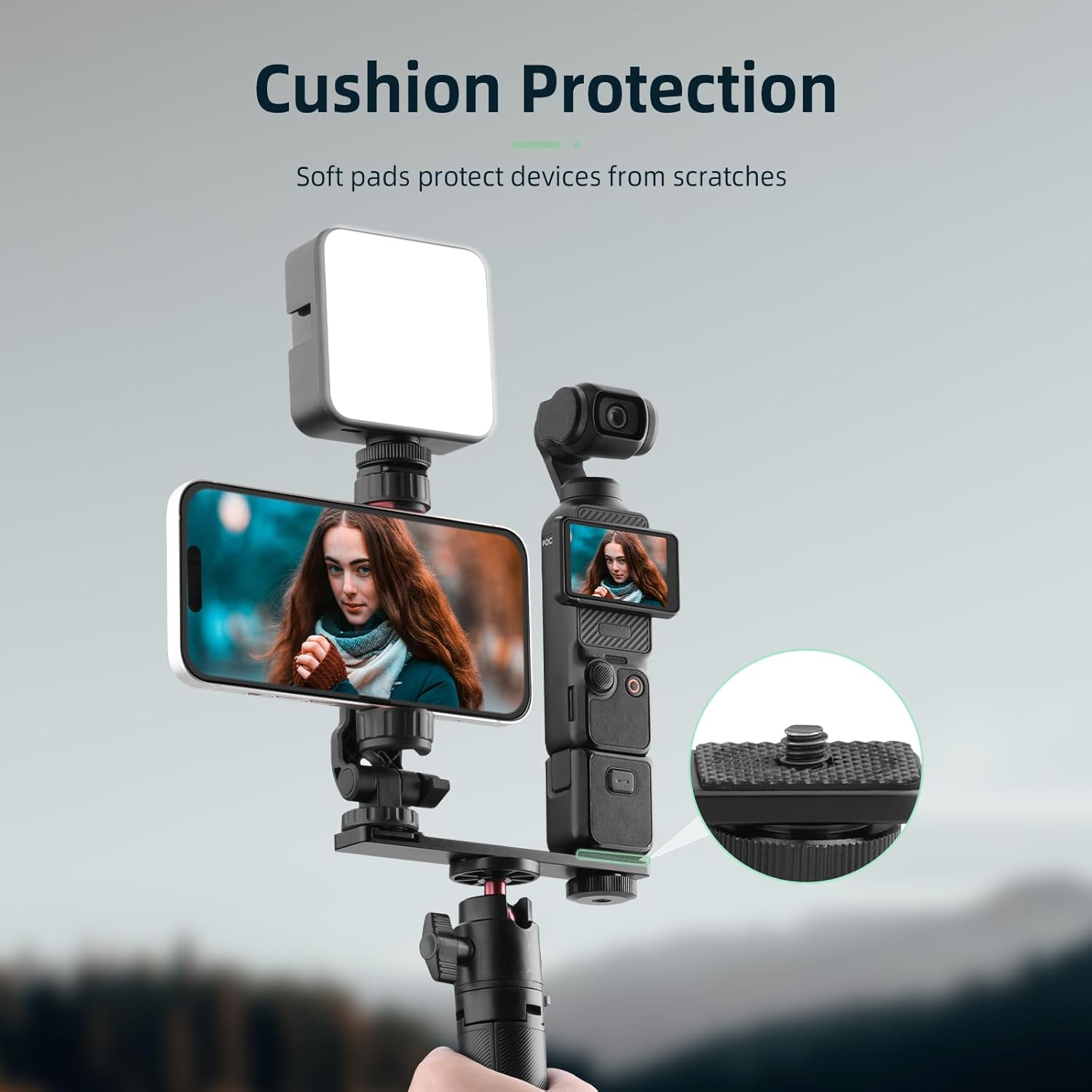 BRDRC Pocket 3 Phone Holder Mount, Metal Expansion Adapter Phone Clip with 1/4&rdquo; Screw and Cold Shoe for DJI Osmo Pocket 3 Creator Combo Accessories - Can Be Used with Tripod Selfie Stick image number 1